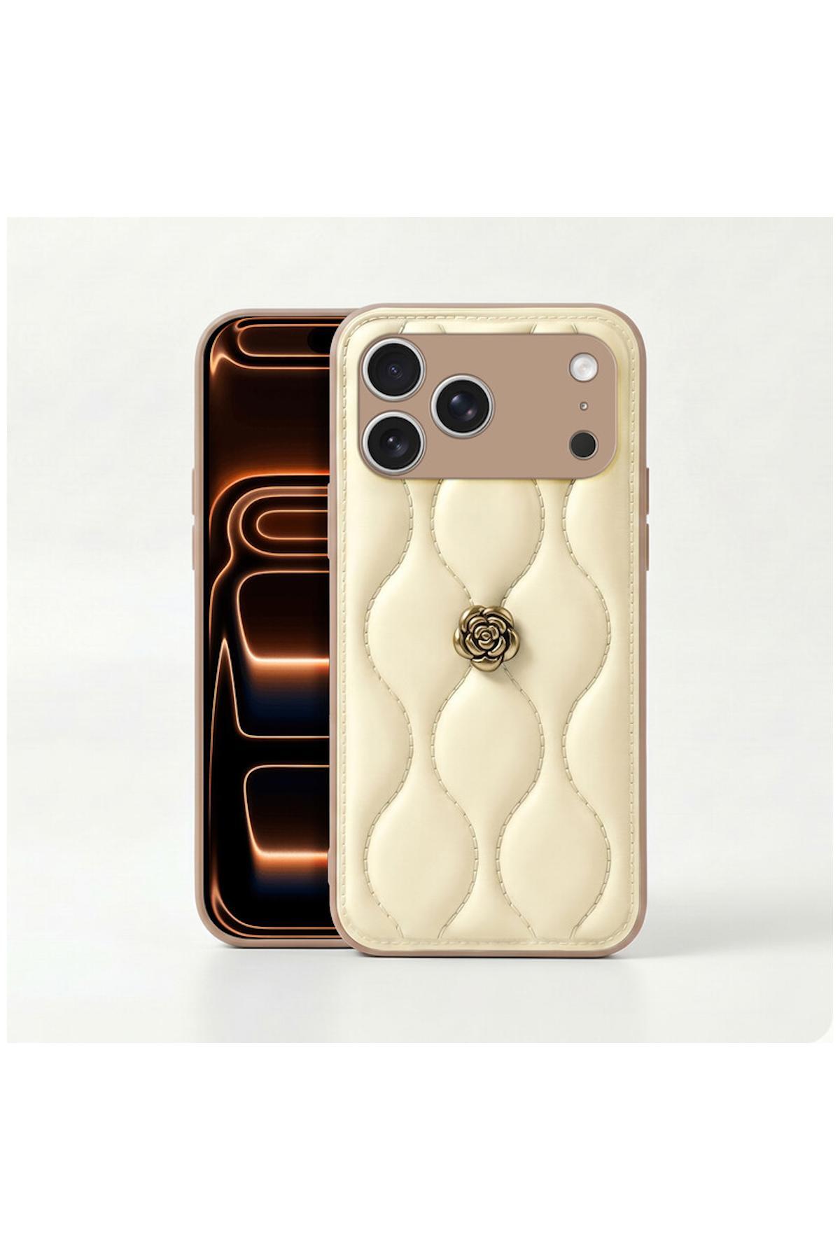 کاور و قاب چرمی CAMELLIA سازگار با APPLE IPHONE 17 PRO CASE BEIGE اورجینال Zebana