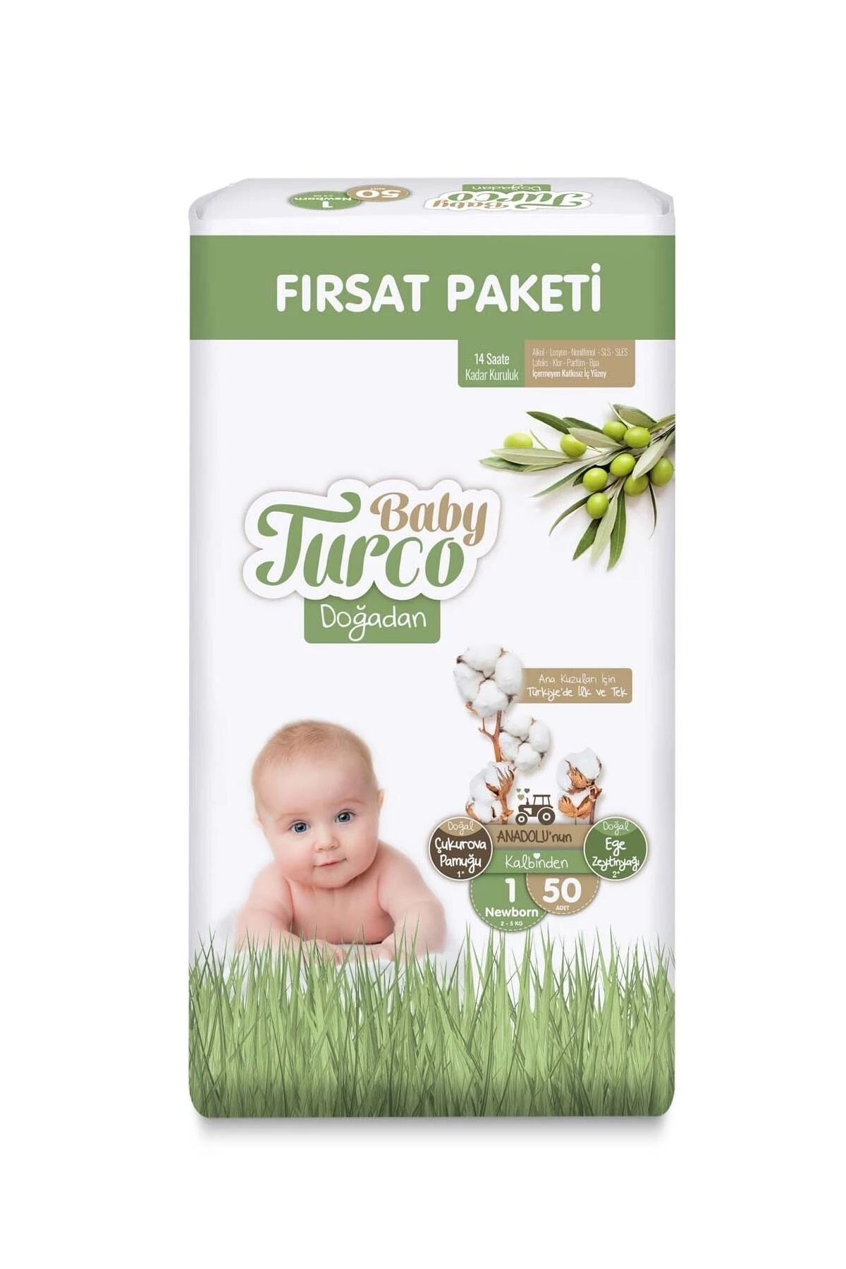 پوشک بچه بسته فرصت دوغادان سایز 1 نوزاد 50 عدد اورجینال Baby Turco