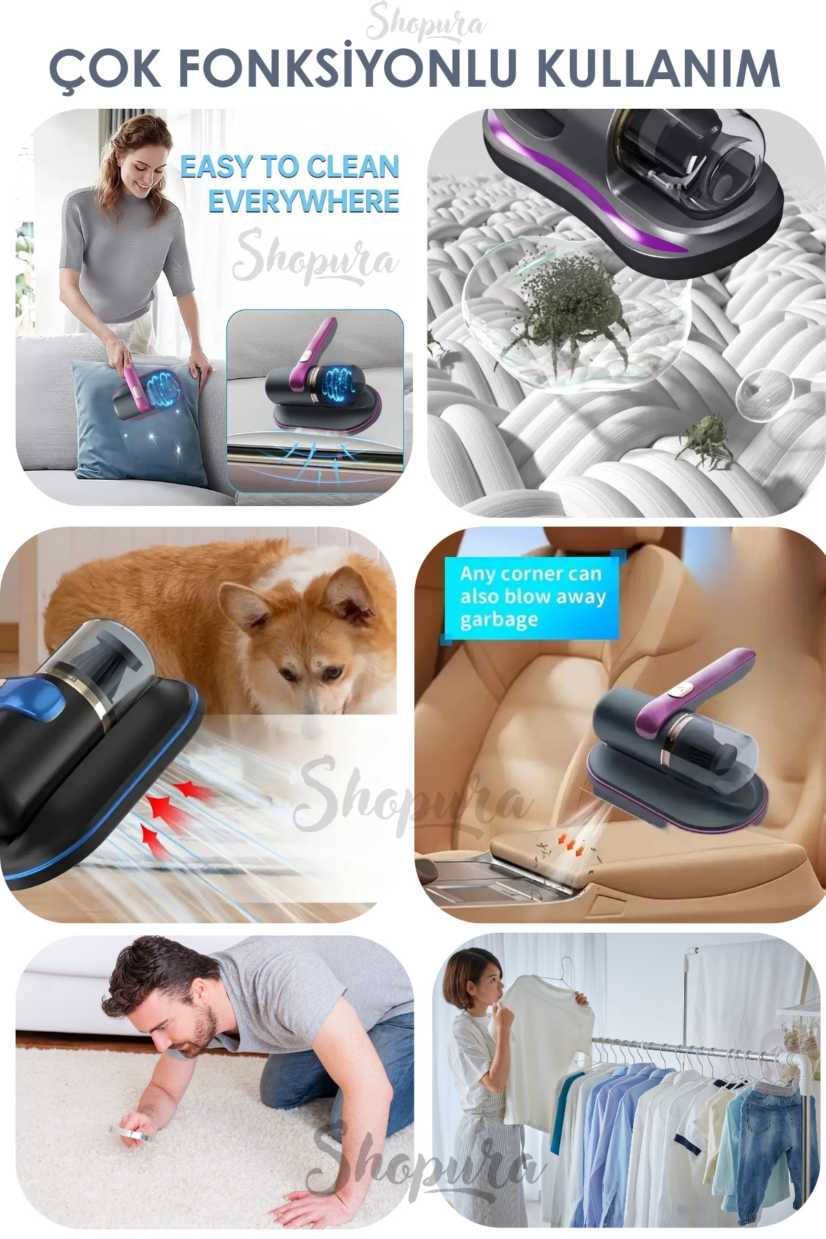 جاروبرقی دستی شارژی جمع‌آوری موی حیوانات شاپورا Shopura مدل ADCVV