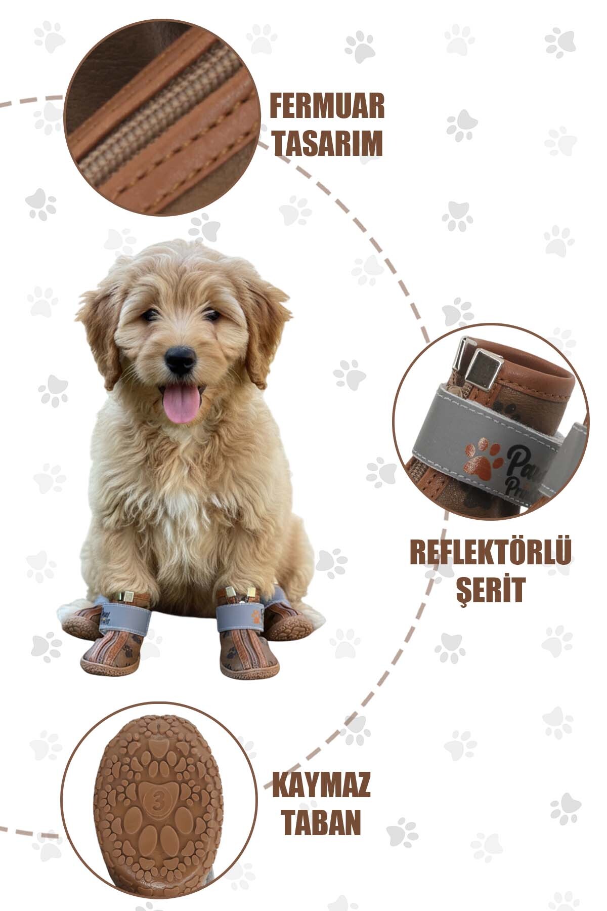 کفش زمستانی ضدآب سگ پاوپرینتس PawPrints مدل PPDERI01، قهوه‌ای