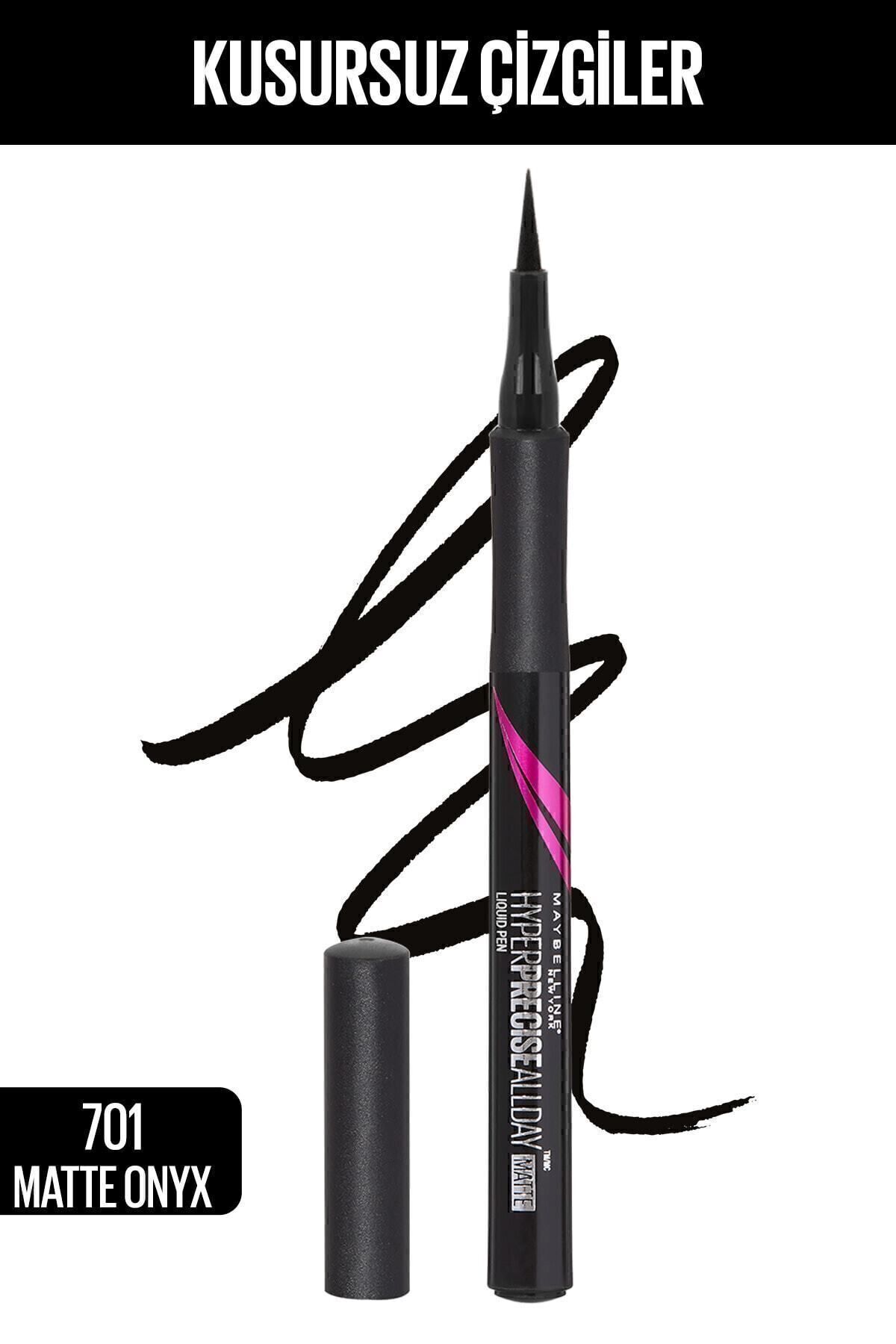 خط چشم فوق العاده دقیق و مات تمام روزه رنگ مشکی میبلین Maybelline New York