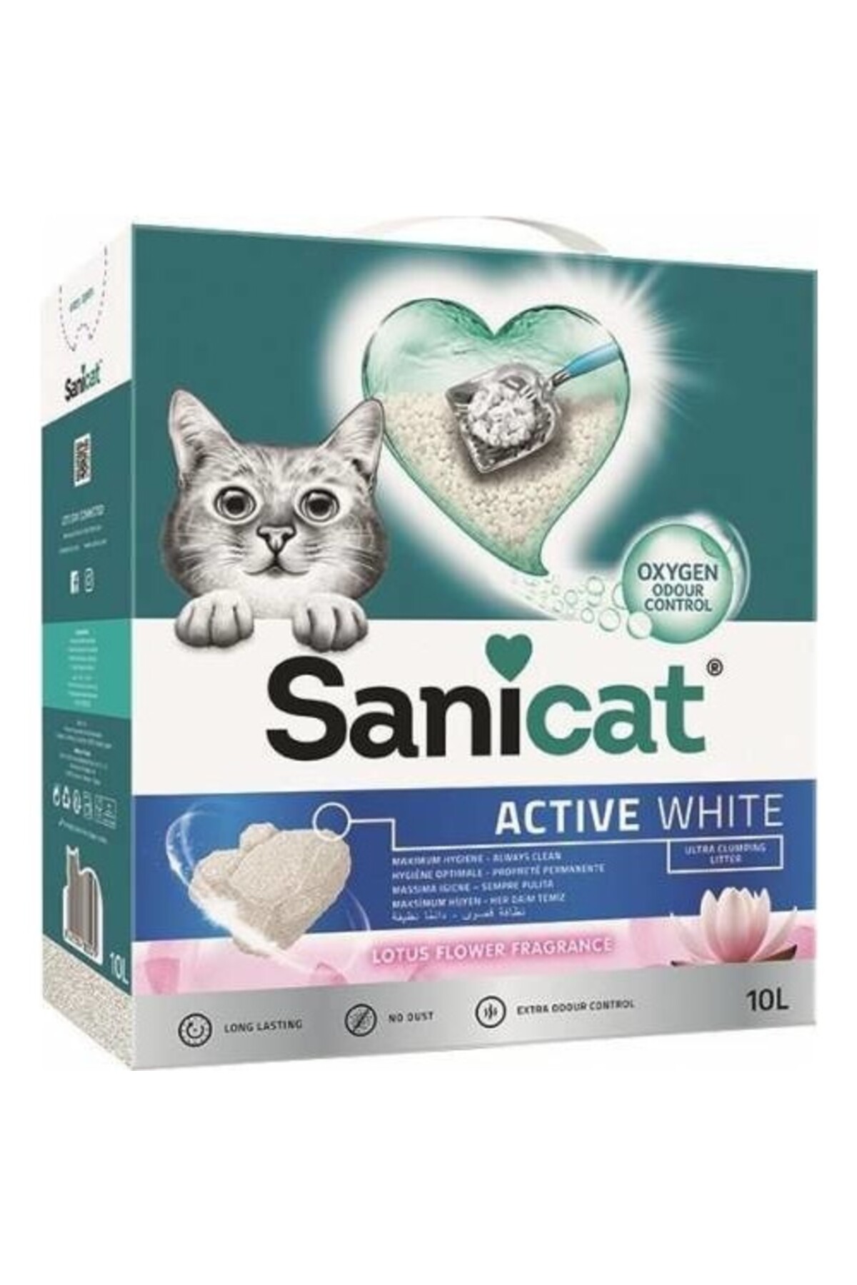 خاک گربه گلوله‌شونده سانیکت Sanicat Active White Lotus Ultra، ۱۰ لیتر