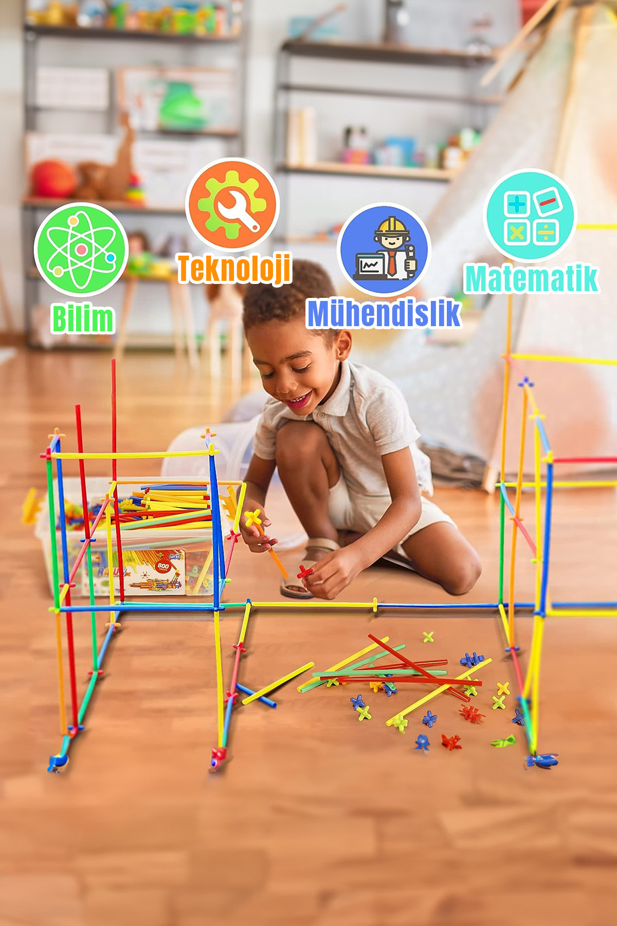 لگو و اسباب بازی های ساخت محور BAMBOO STICK TOY 600 PIECES ساختمان حافظه آموزشی رشد هوش کودکان از ترکیه Fresh Moon