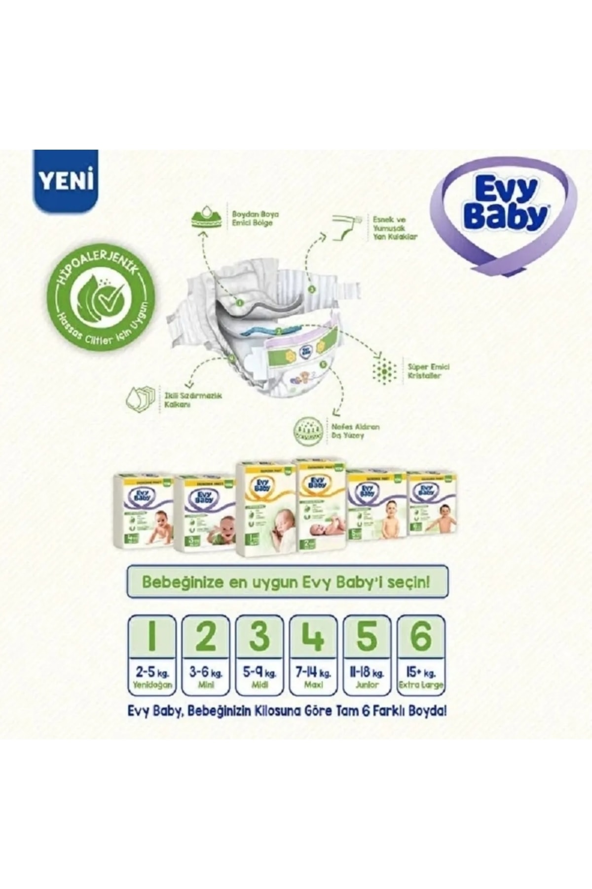 پوشک بچه سایز 4 7 14 کیلویی 162 عدد اورجینال Evy Baby