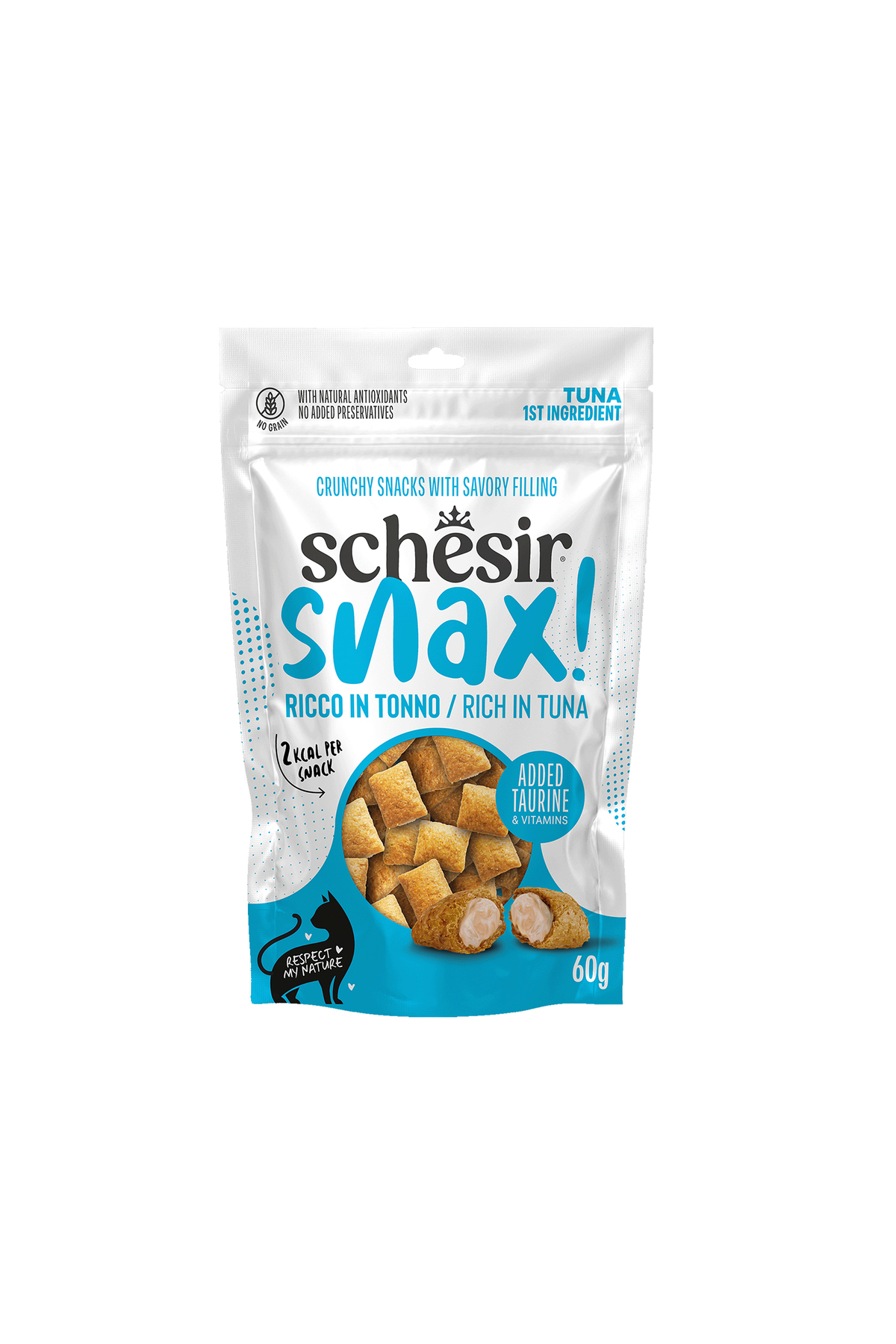 تشویقی استیکی پرشده گربه شسیر Schesir Snax با طعم تن ماهی، ۶۰ گرم
