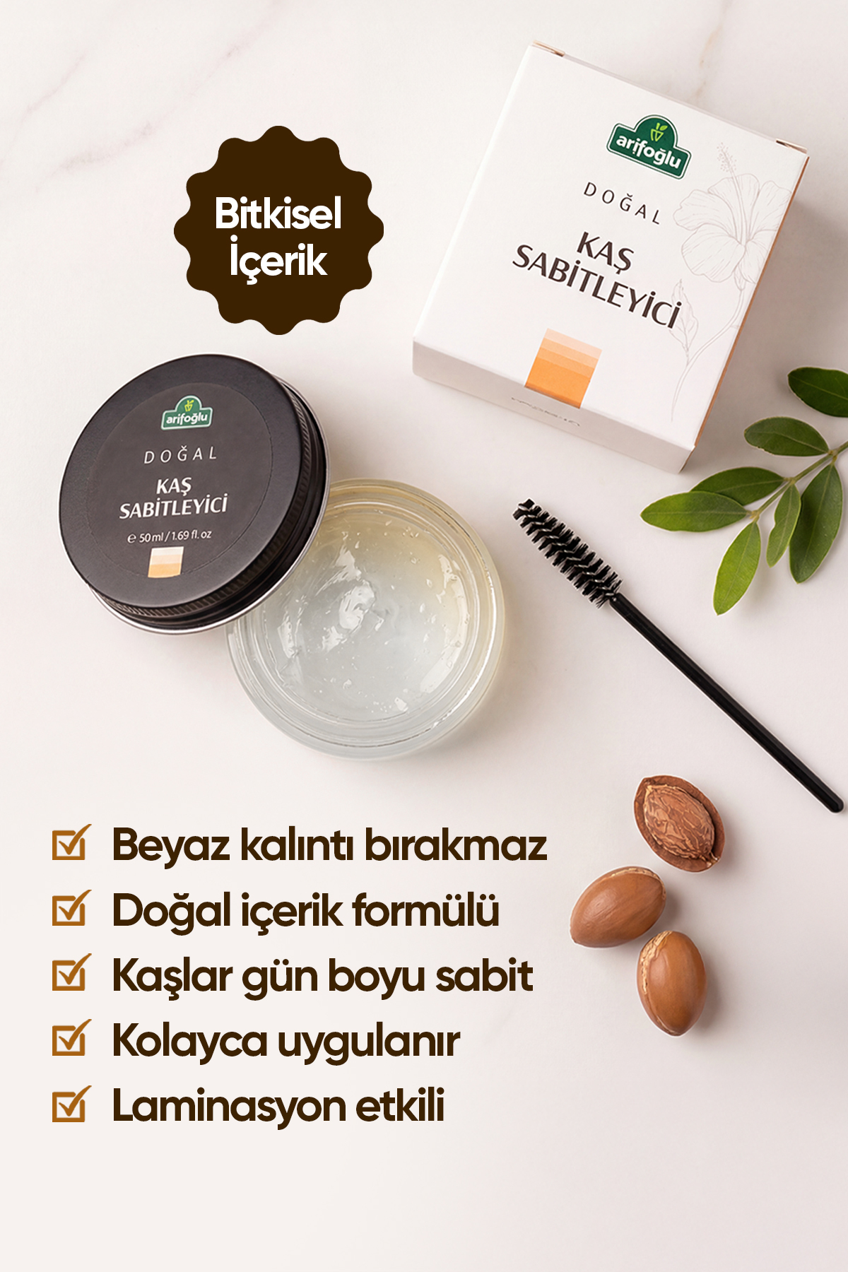 فیکس کننده ابرو طبیعی با بیوتین و روغن آرگان 50 میلی لیتر عاریف‌اوغلو Arifoglu