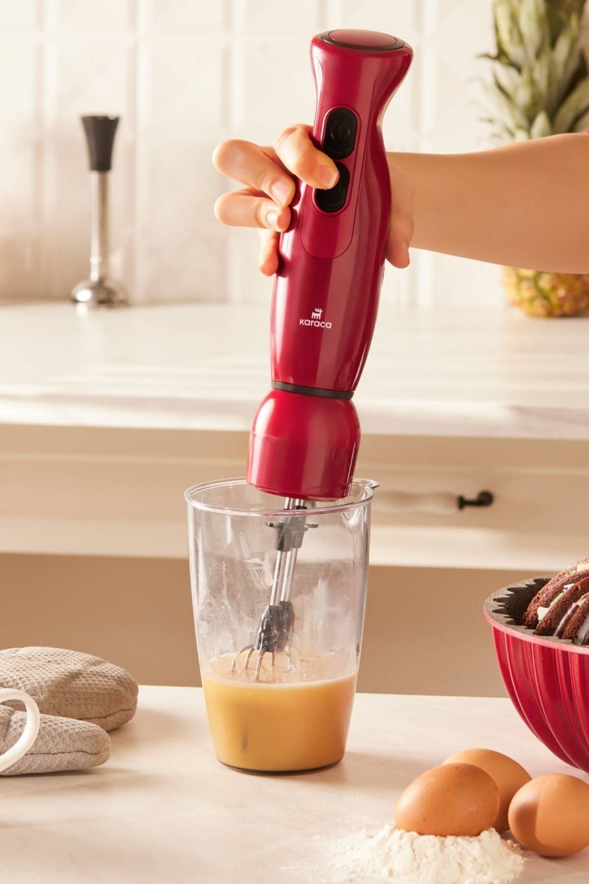 ست مخلوط کن PRO MULTIMAX FOOD PROCESSOR BLENDER SET RED 2000 W 6267SERI اورجینال Karaca