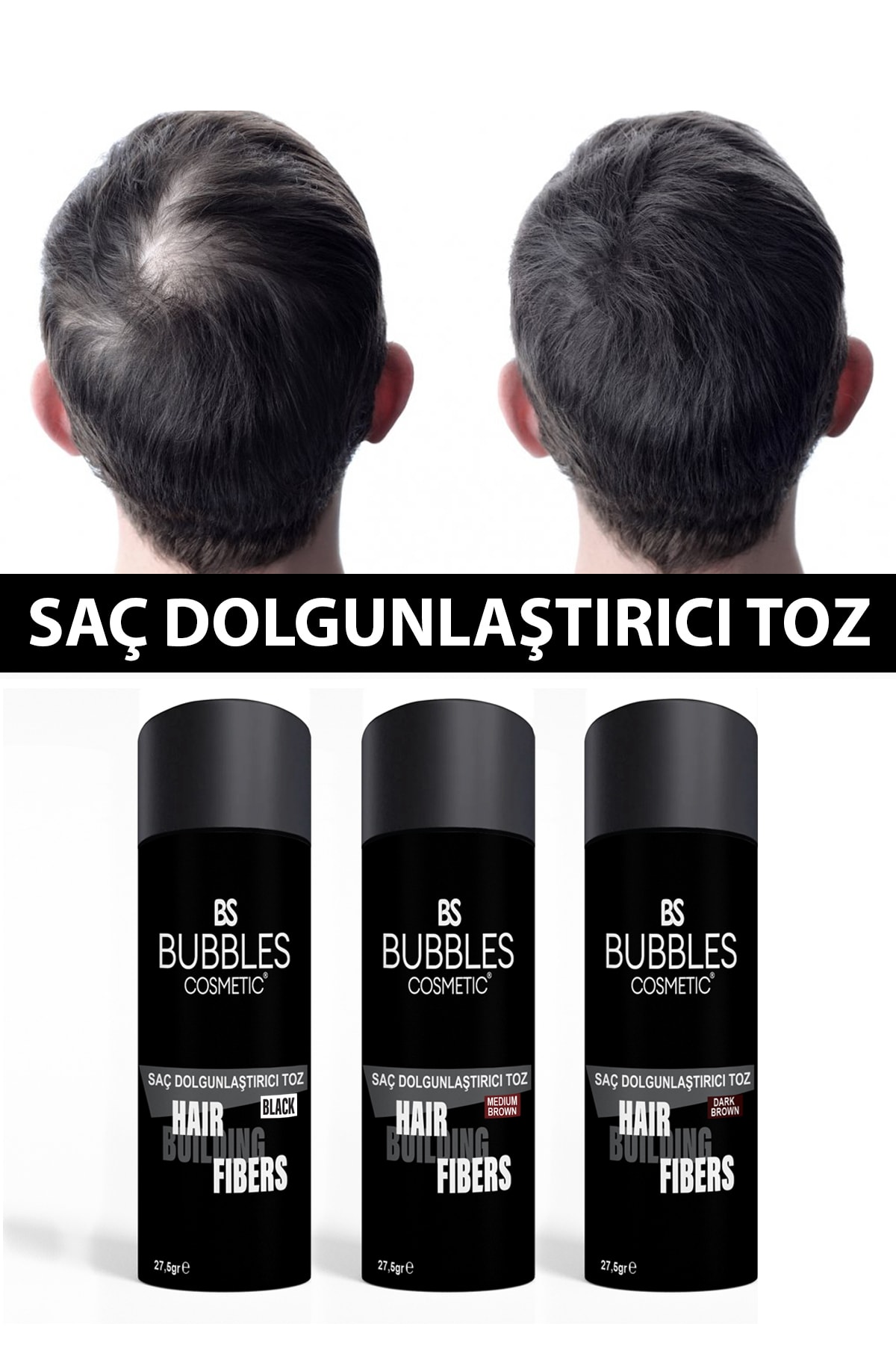 پودر حجم دهنده مو رنگ قهوه‌ای متوسط 30 میلی‌لیتر مناسب برای همه bs bubbles cosmetic