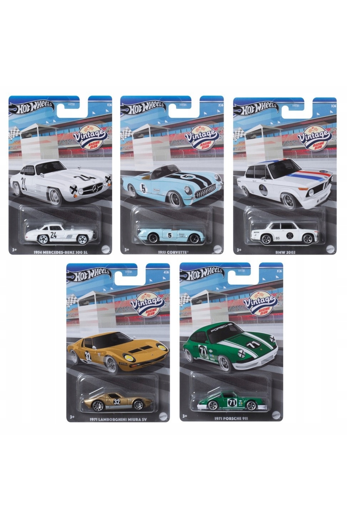 ماشین اسباب بازی مجموعه اتومبیل 5 تکه میکس VINTAGE RACING CLUB BMW MERCEDES از ترکیه HOT WHEELS