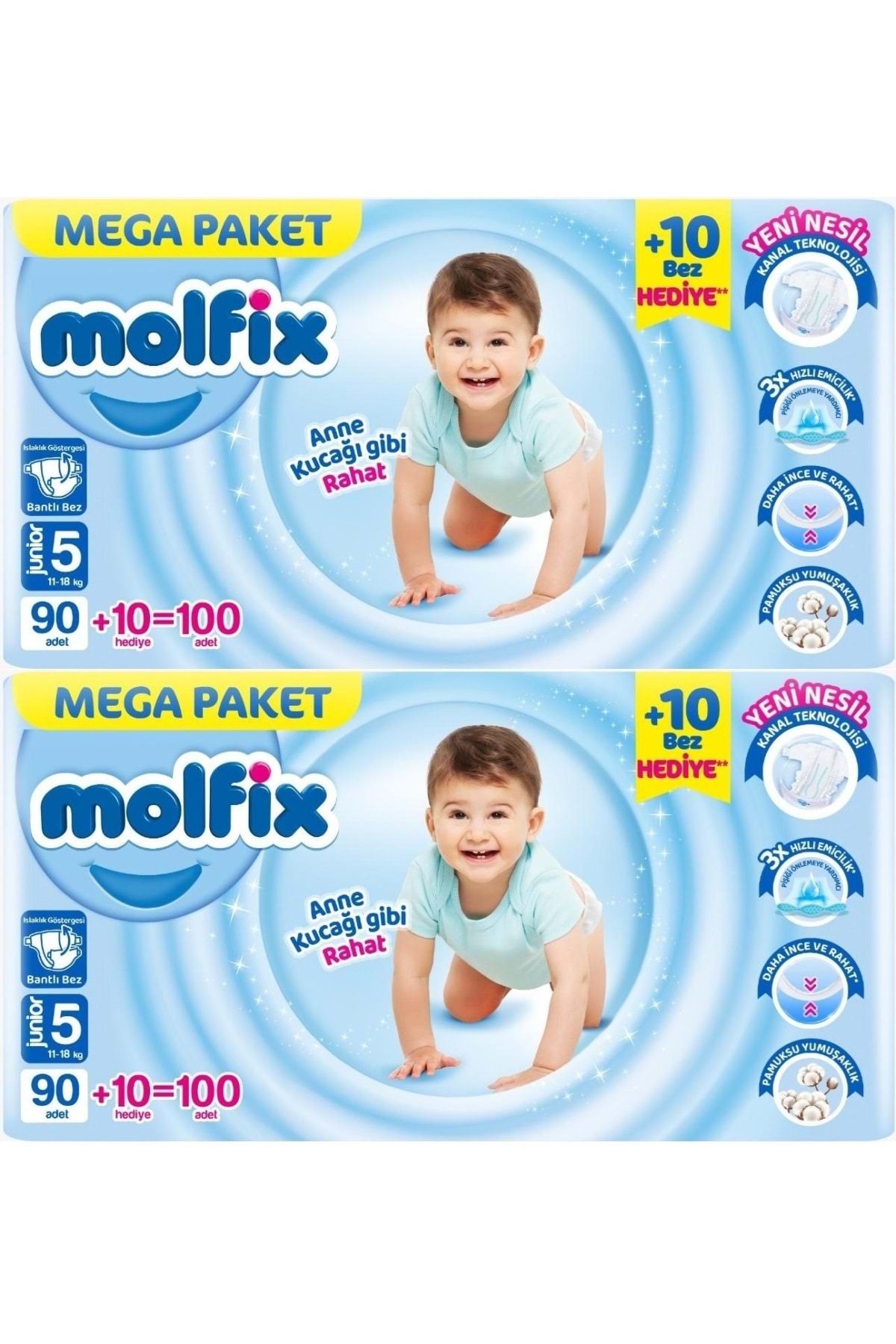 پوشک بچه سایز بچه: 5 11 18 کیلوگرم جونیور 200 عدد مگا فرصت اقتصادی PK اورجینال Molfix