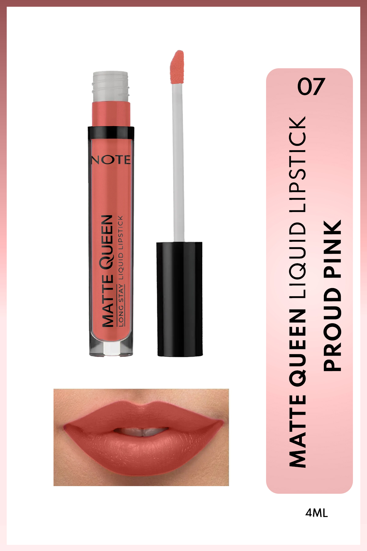 رژ لب مایع مات ملکه با رنگ صورتی 07 مناسب برای همه نوت کازمتیکس Note Cosmetics