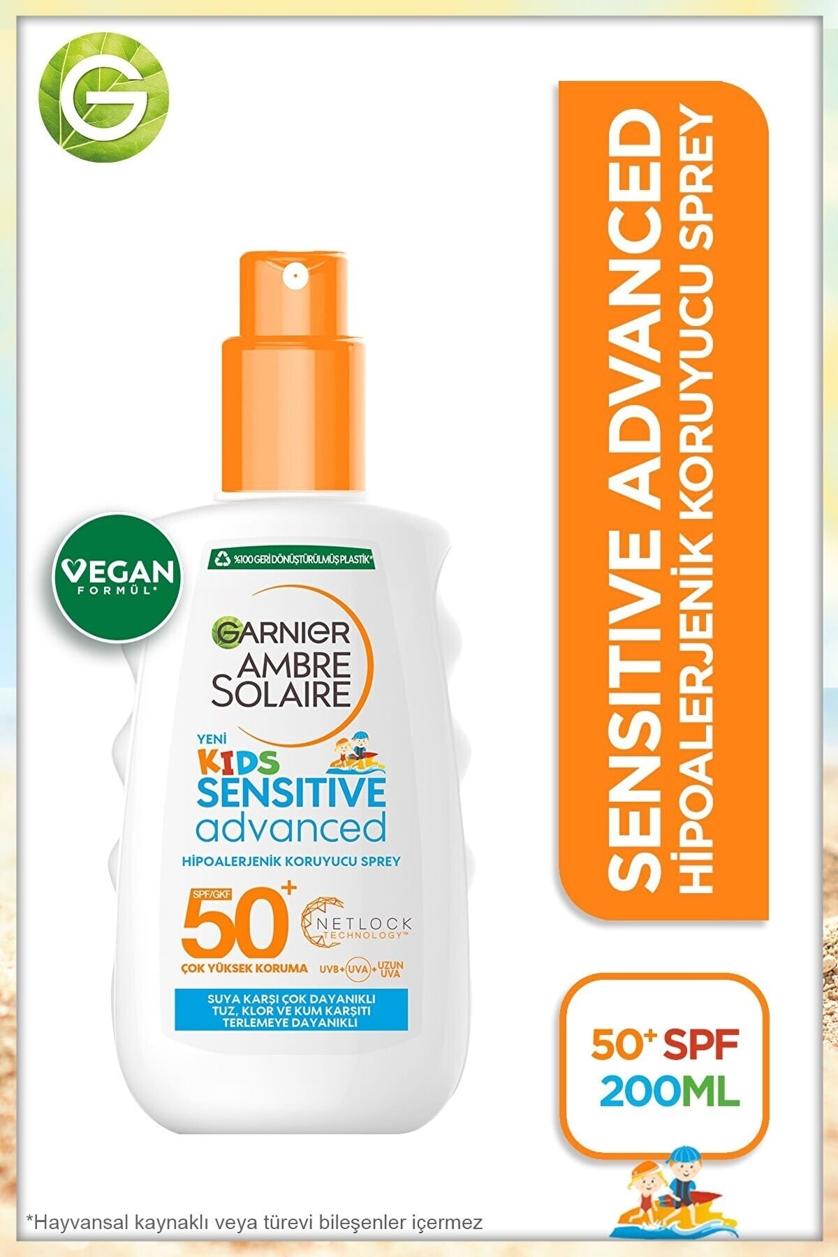 Garnier آمبر سولیر حساس پیشرفته کودک ضد حساسیت ضد آفتاب اسپری SPF50+ 200 میلی لیتر