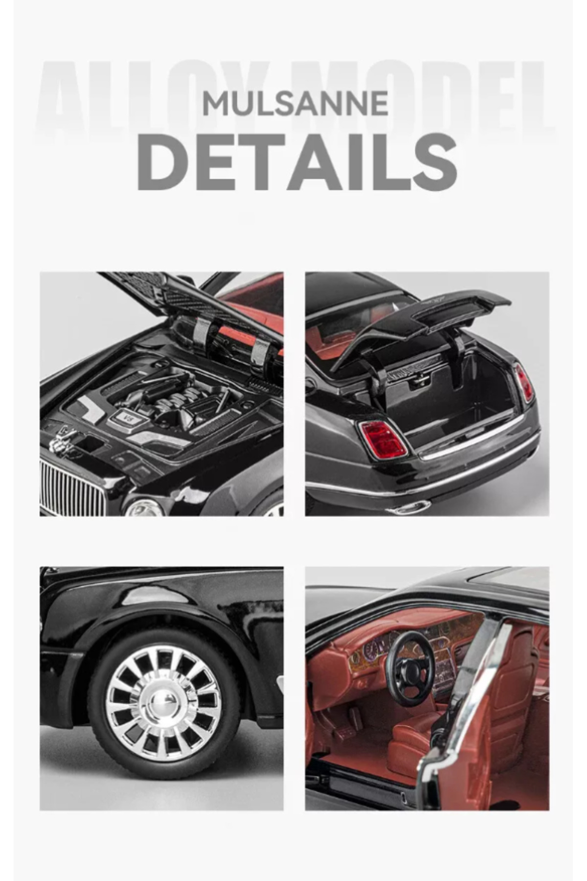 مدل خودرو BENTLY 1:24 DIECAST METAL MODEL CAR COLLECTION WITH SOUND AND LIGHT 21 CM MULSANNE اورجینال scntoys