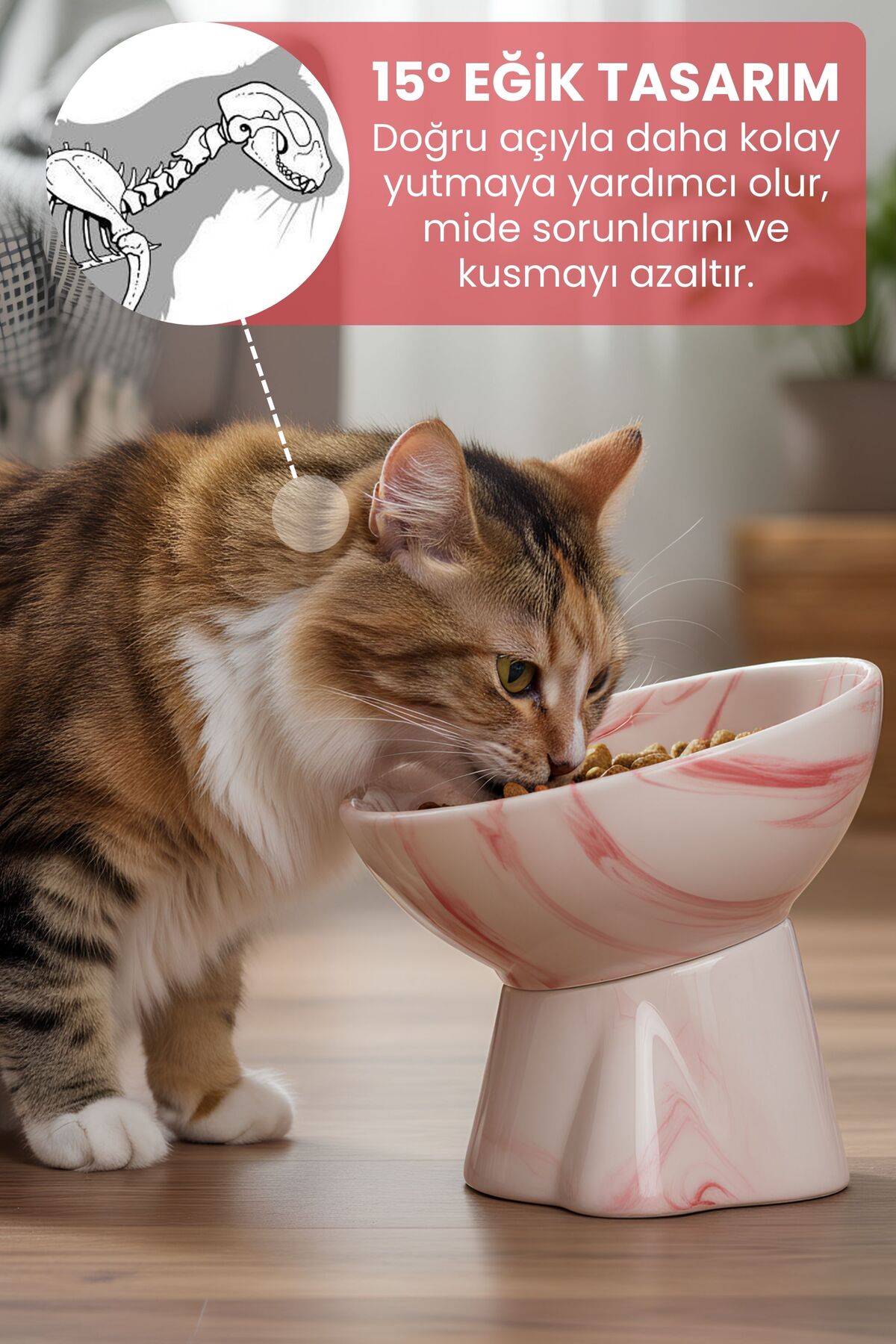 ظرف غذای سرامیکی پایه‌دار گربه و سگ پاویچی Pawicci مدل PW2، صورتی، ۴۰۰ میلی‌لیتر