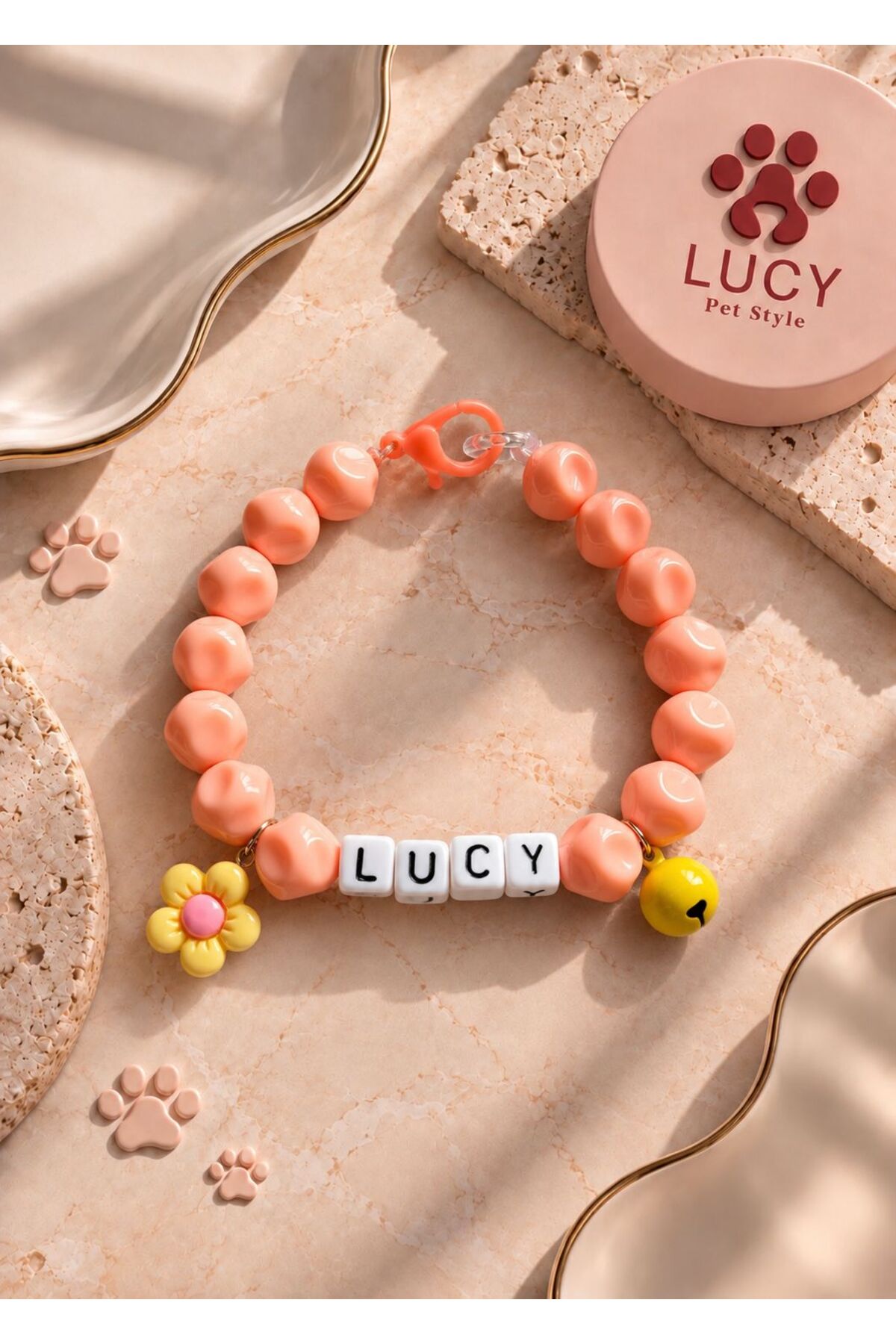 قلاده سگ لوسی پت استایل LUCY PET STYLE، نارنجی