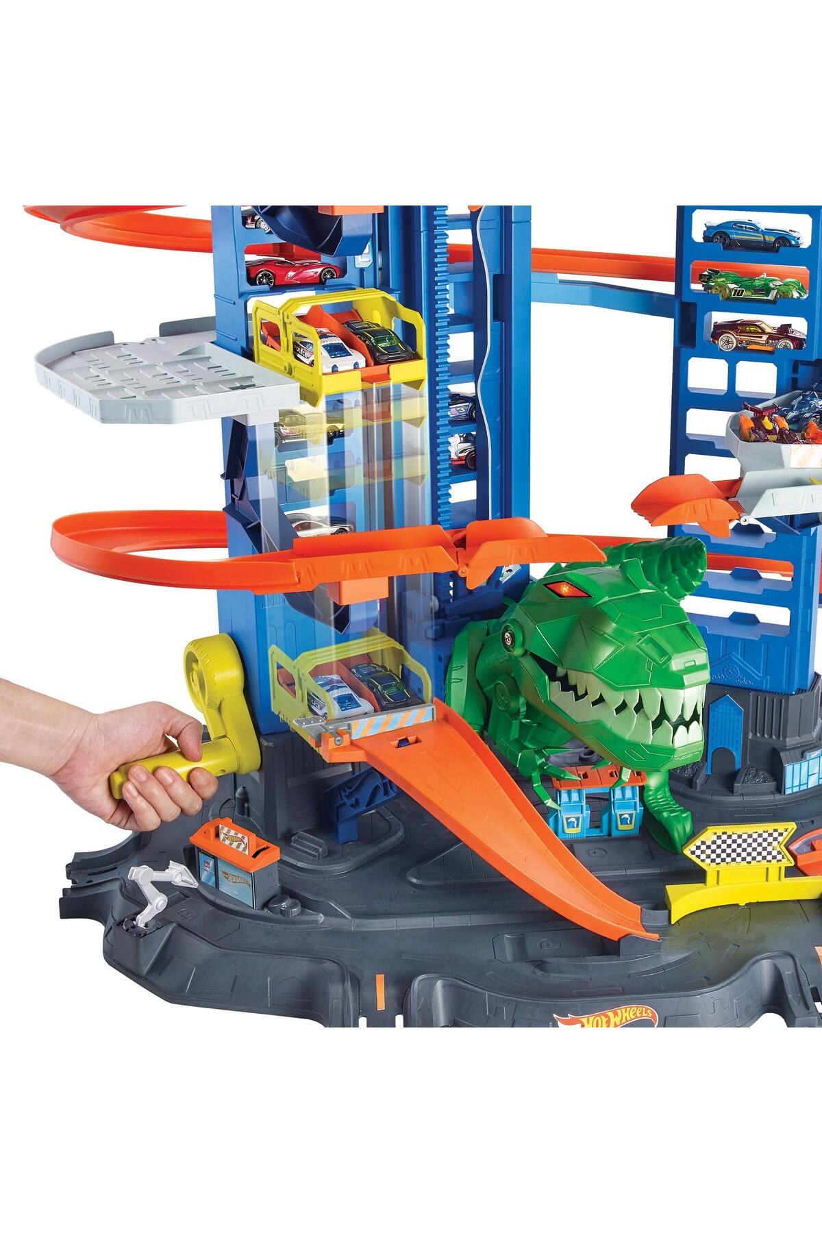 ست وسیله نقلیه ROBOTICS T REX ULTIMATE GARAGE GJL14 هات ویلز اورجینال HOT WHEELS