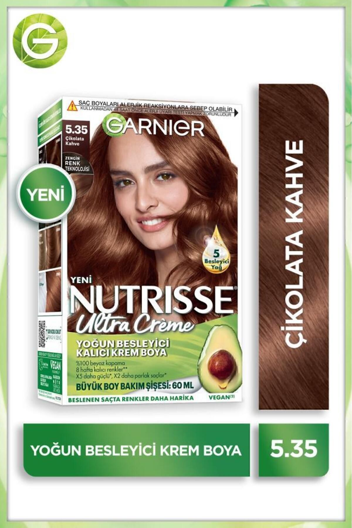 Garnier رنگ مو کرمی دائمی غنی‌کننده و مغذی Nutrisse 5.35 شکلاتی قهوه‌ای