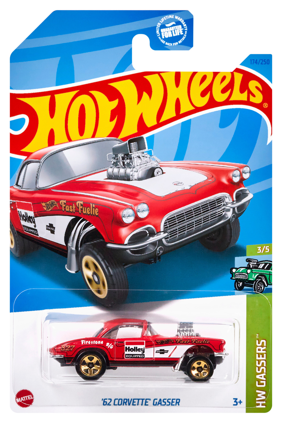 ماشین اسباب بازی اتومبیل های مجرد 62 CORVETTE GASSER HKH64 هات ویلز اورجینال HOT WHEELS