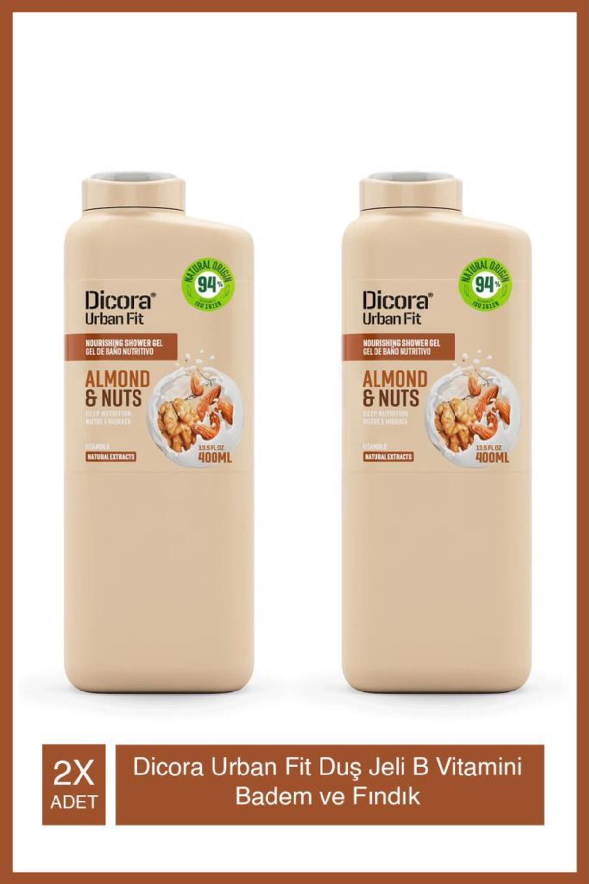 ژل دوش ویتامین B، بادام و فندق دی‌کورا اوربان فیت DICORA URBAN FIT، بسته ۲ عددی
