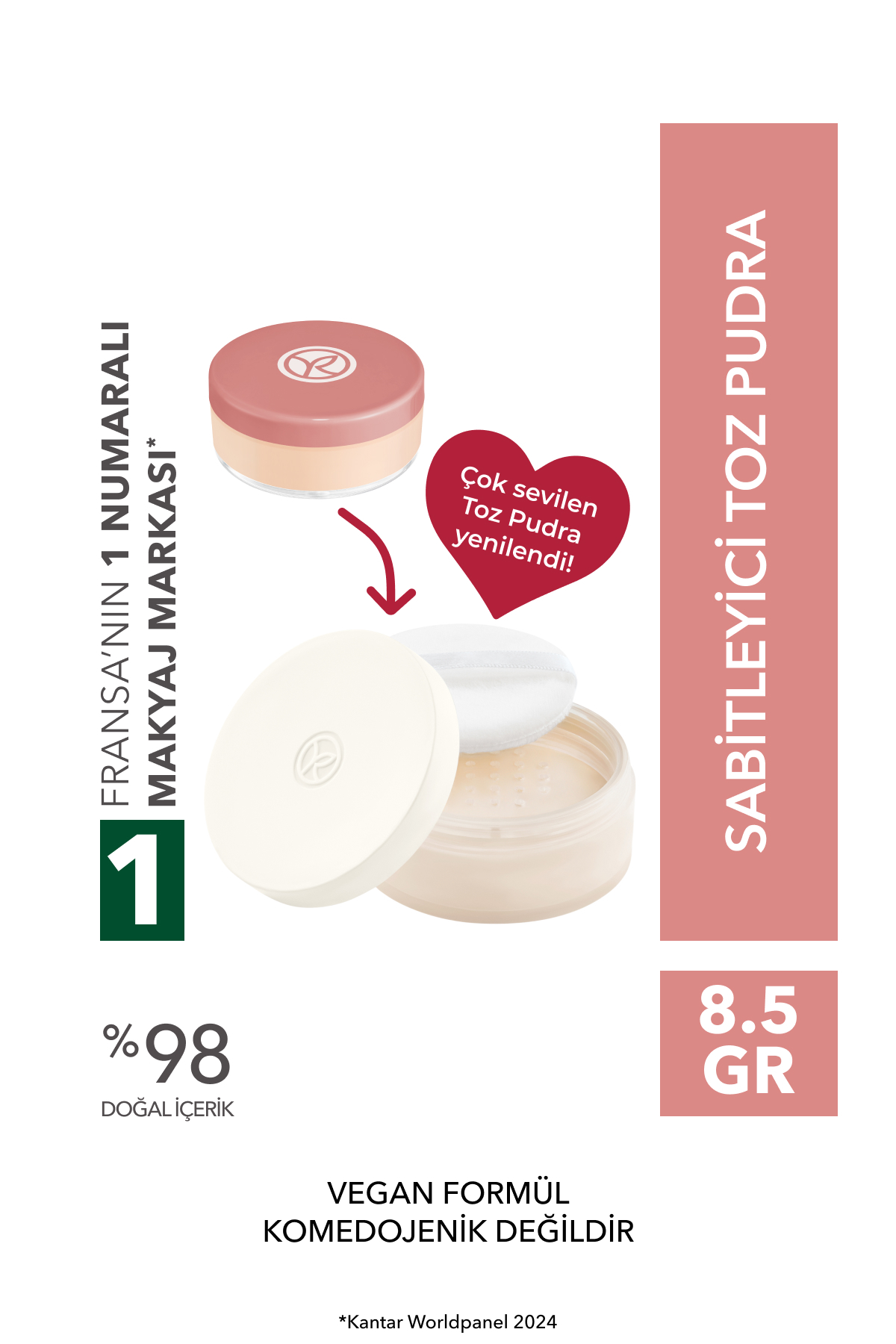 پودر مات کننده و تثبیت کننده آرایش وگان 8.5 گرمی با رنگ چندرنگ ایو روشه Yves Rocher