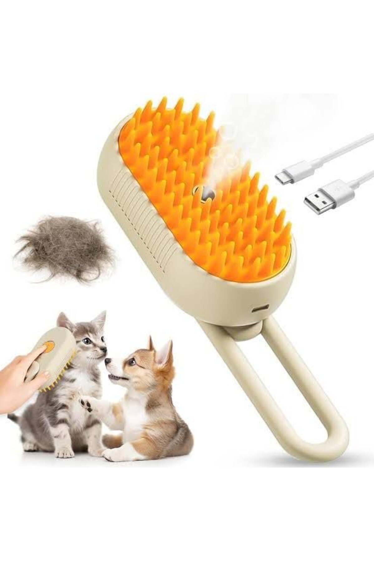 شانه بخاردار دسته‌دار شارژی برای گربه و سگ با اثر ماساژ، هسپروس HESPERUS