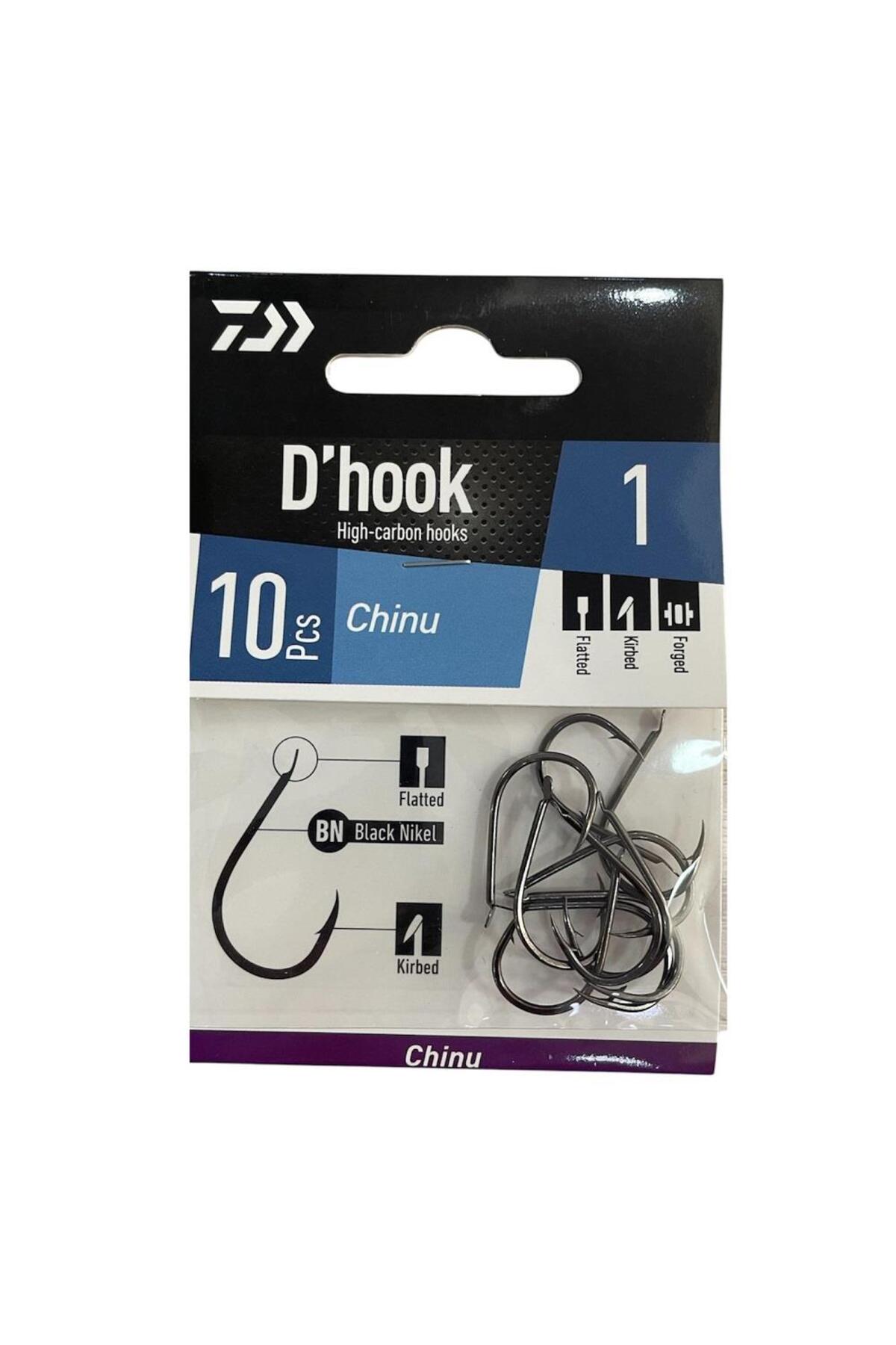 قلاب ماهیگیری دایوا Daiwa D'Hook Chinu No:1 با پوشش نیکل مشکی، ۱۰ عدد