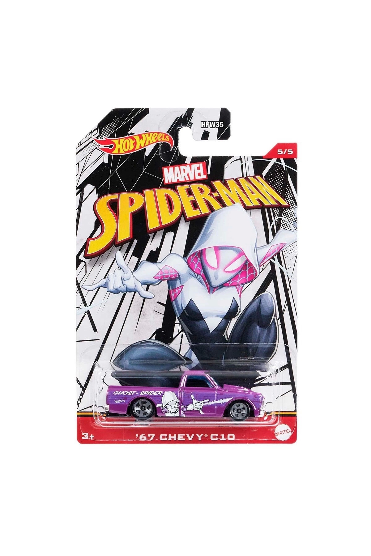 ماشین اسباب بازی HFW35 چرخ های داغ مارول اتومبیل عنکبوتی مضمون هات ویلز اورجینال HOT WHEELS