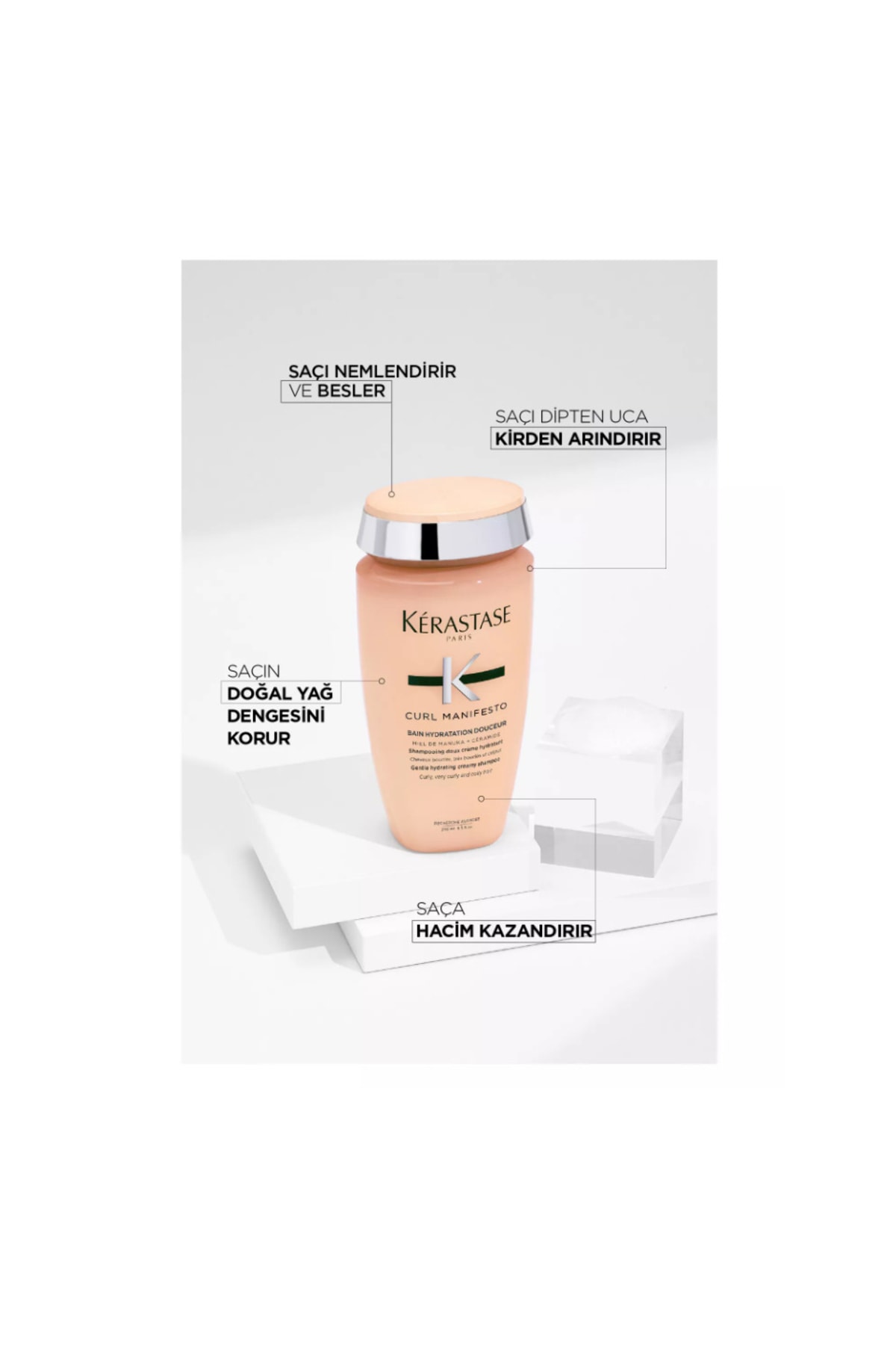 شامپو نرم‌کننده CURL MANIFESTO BAIN HYDRATATION برای موهای ابریشمی 250 میلی لیتر کراستاس Kerastase