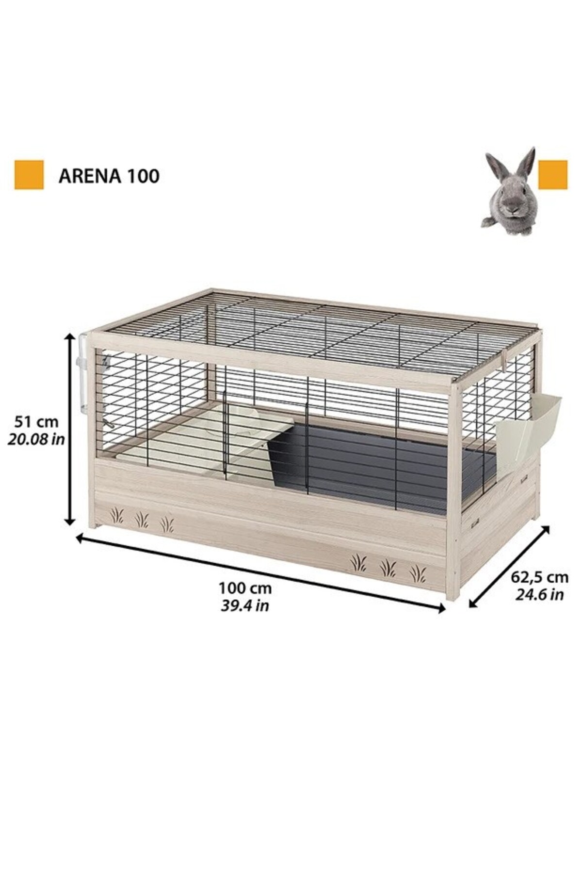 قفس چوبی خرگوش فرپلاست Ferplast Arena 100، ۱۰۰×۶۲٫۵×۵۱ سانتی‌متر