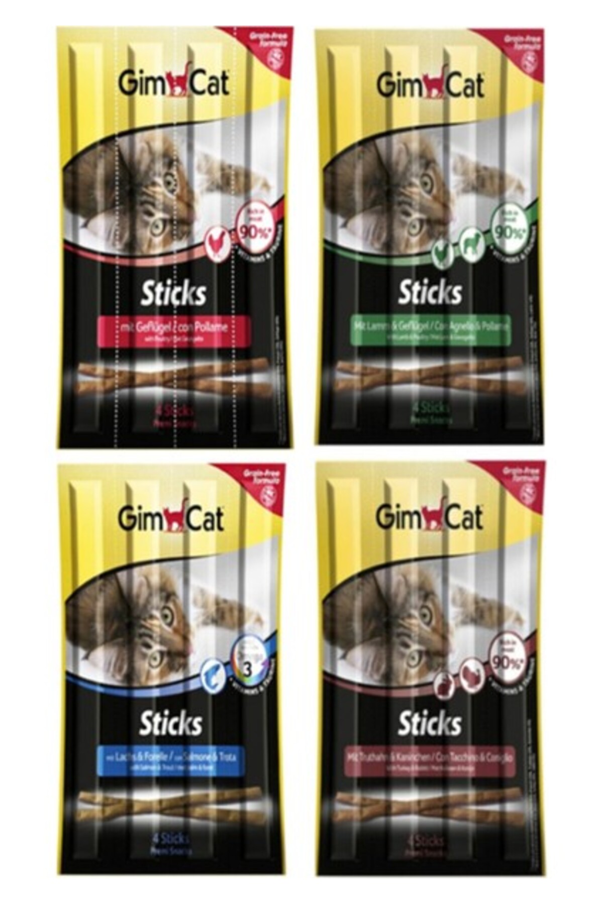 استیک تشویقی گربه جیم‌کت Gimcat، مخلوط ویژه، بسته ۴ عددی