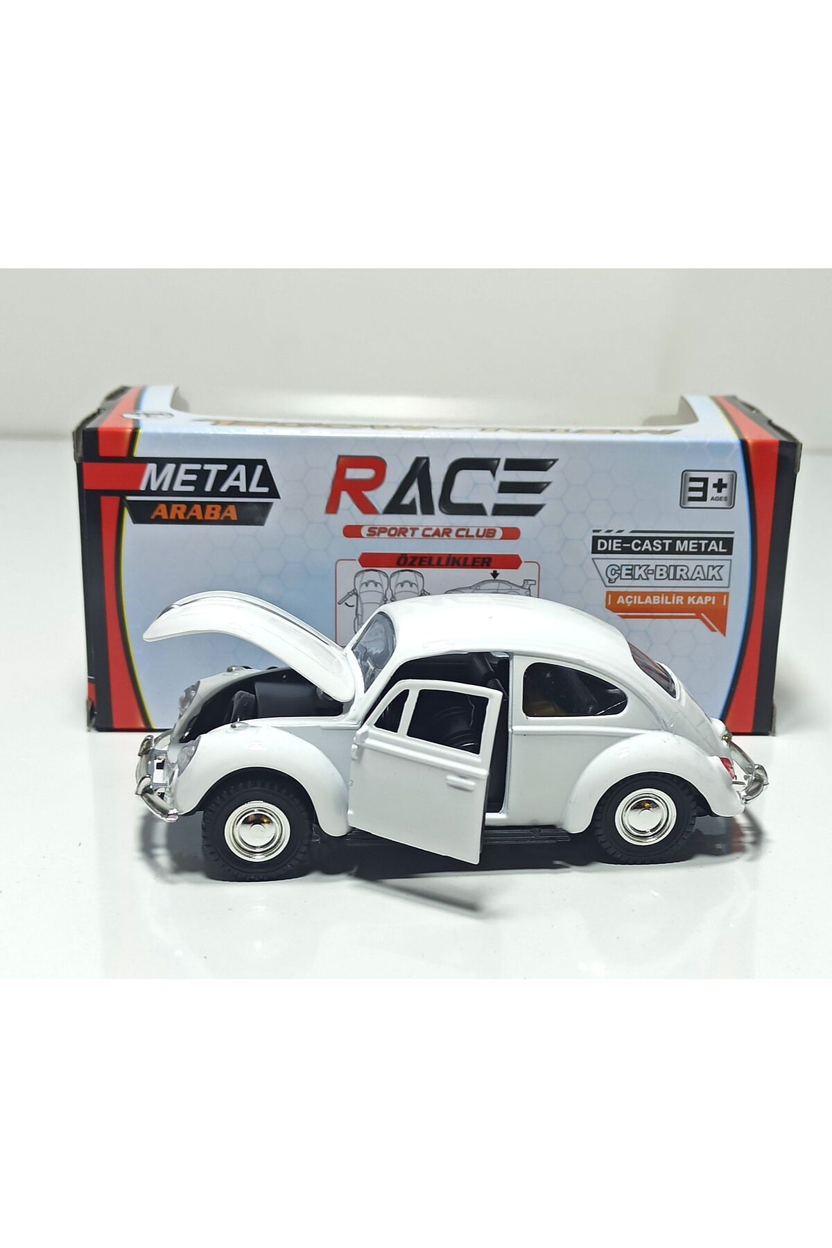 مدل خودرو 1:36 VOLKSWAGEN BEETLE سفید فلزی کشیدن و رها کردن اورجینال Motor Max