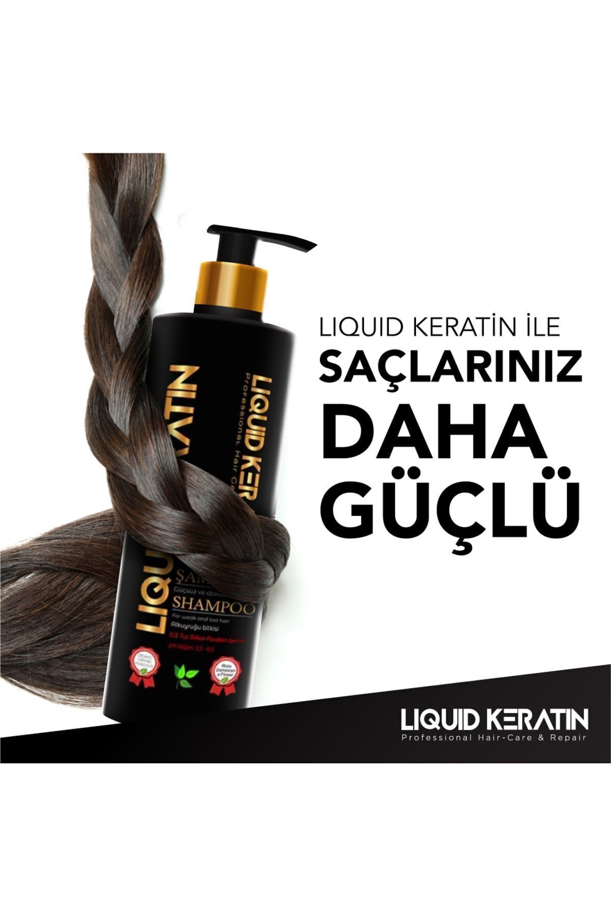 شامپو کراتینه طبیعی و بدون نمک سولفات 350 میل تقویت کننده ضد ریزش مو Liquid Keratin