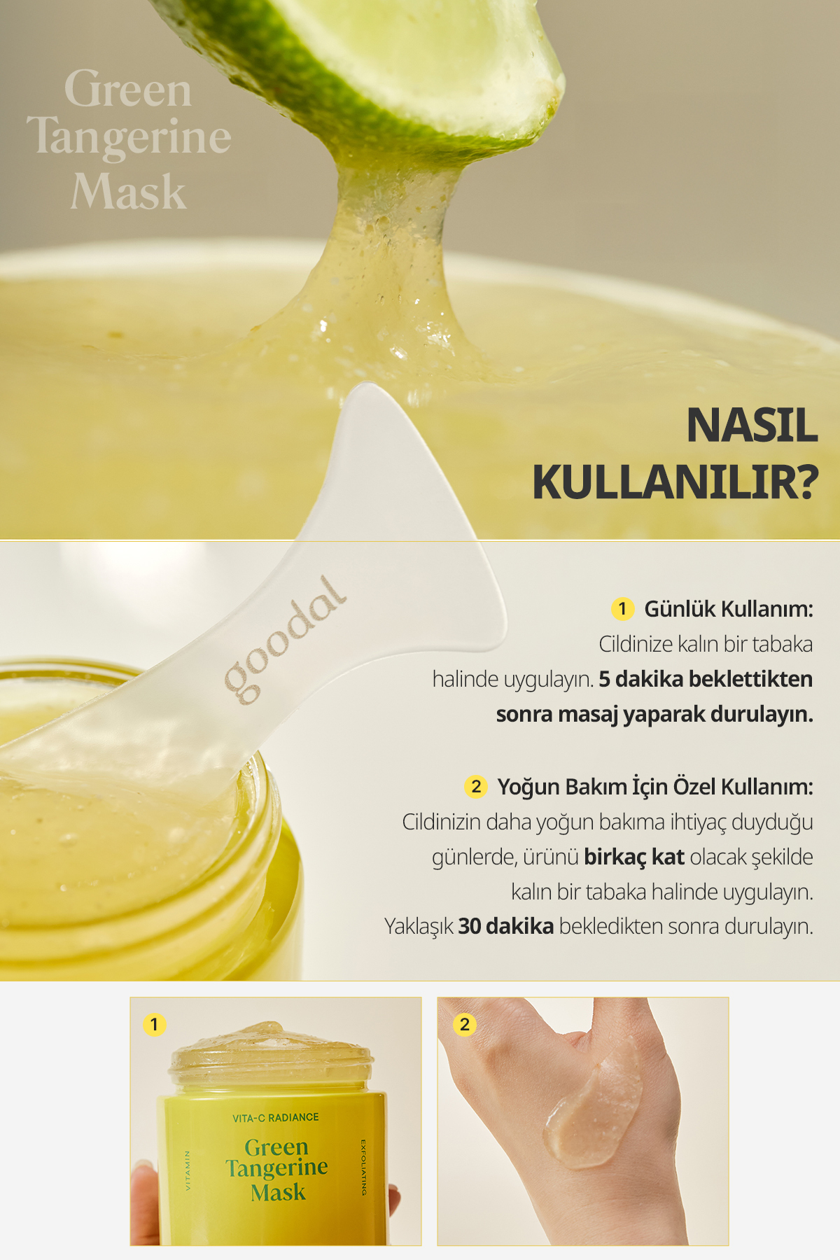 ماسک صورت مرطوب کننده ضد لک با عصاره نارنگی سبز شستشوی خوب ویتا سی Goodal