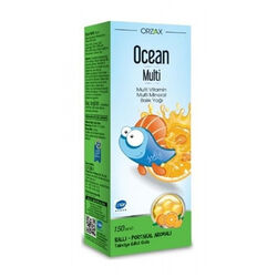 شربت مولتی‌ویتامین کودکان اورزاکس Orzax Ocean Multi، ۱۵۰ میلی‌لیتر، عسل و پرتقال