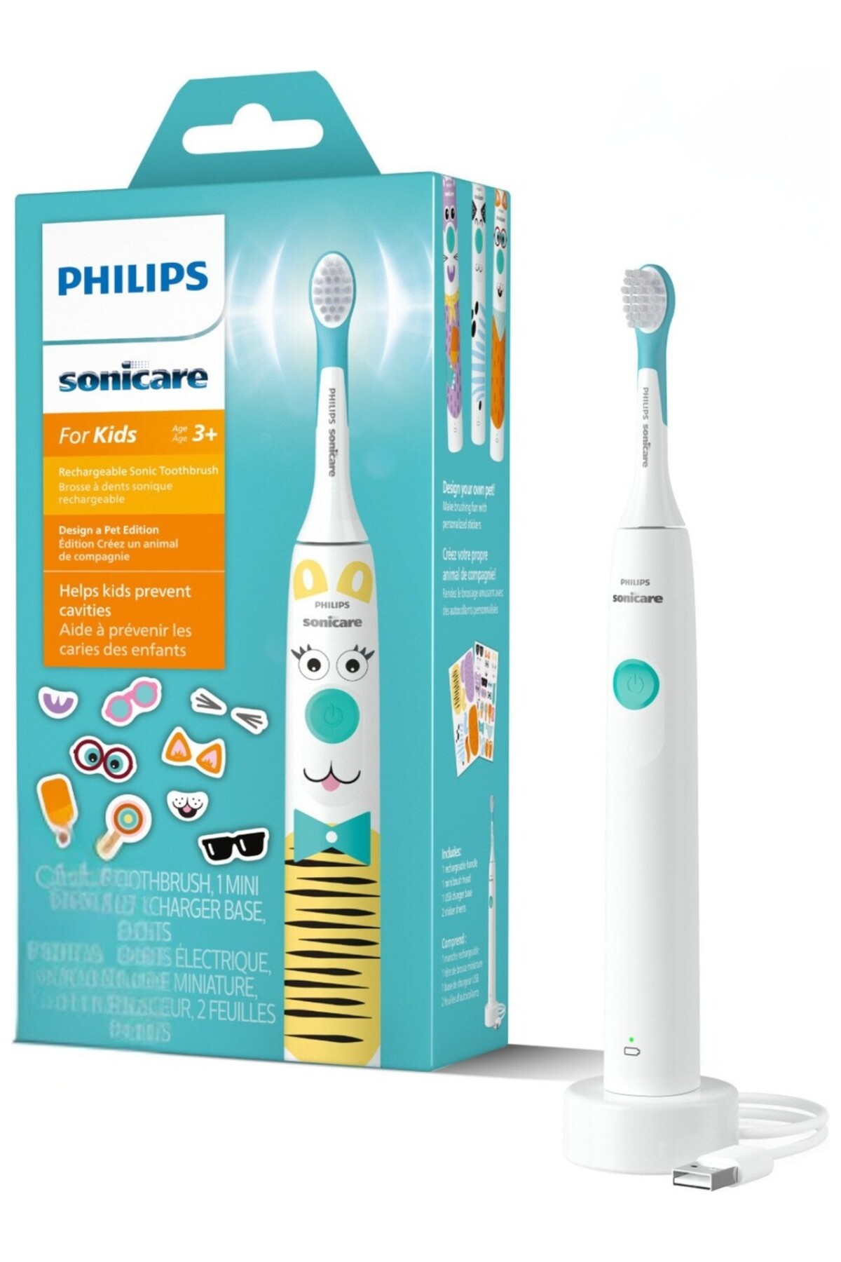 مسواک شارژی SONICARE FOR KIDS با استیکر هدیه برس حساس سونیک برای کودکان اورجینال Philips