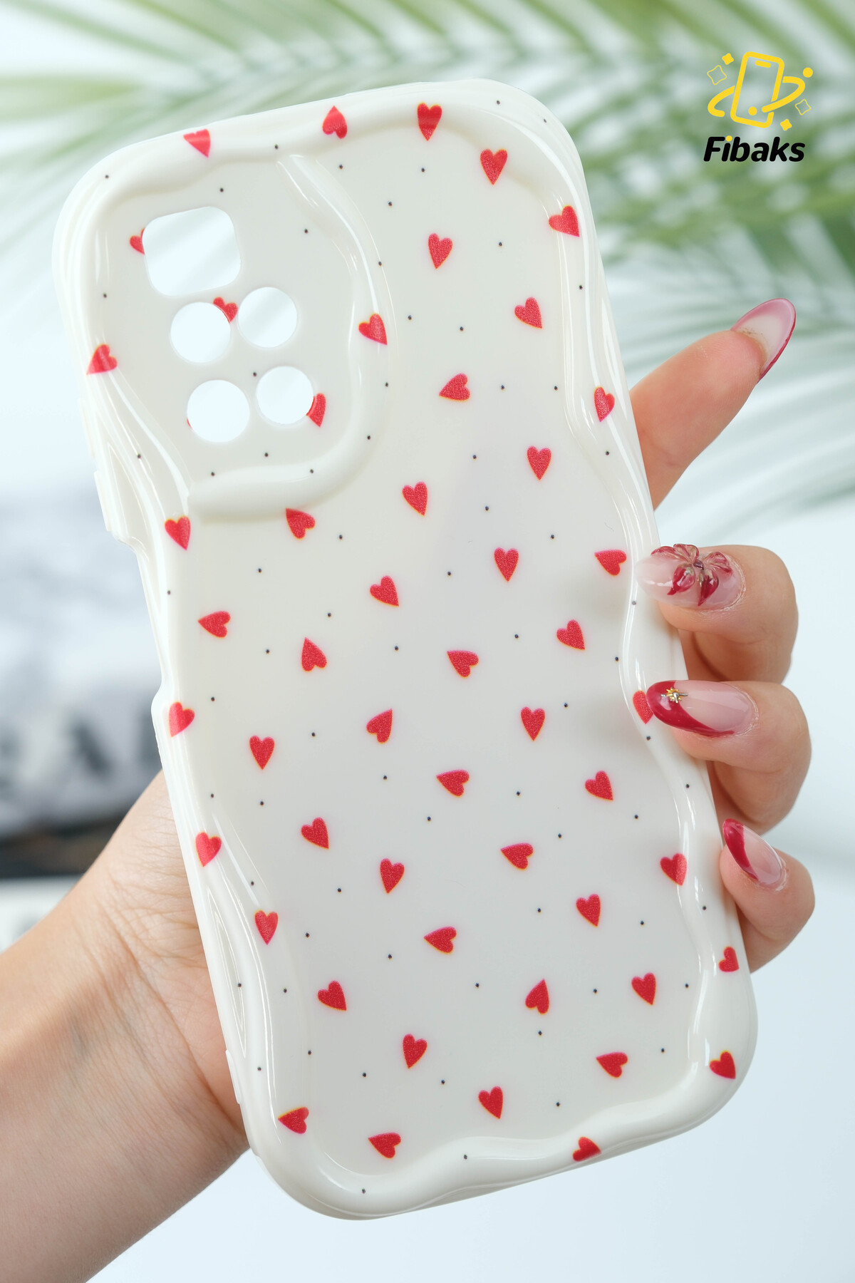 کاور و قاب پوشش محافظ سیلیکونی با طرح قلب قرمز رنگ لبه موجی دوربین شیائومی REDMI 10 2022 فیبکس Fibaks