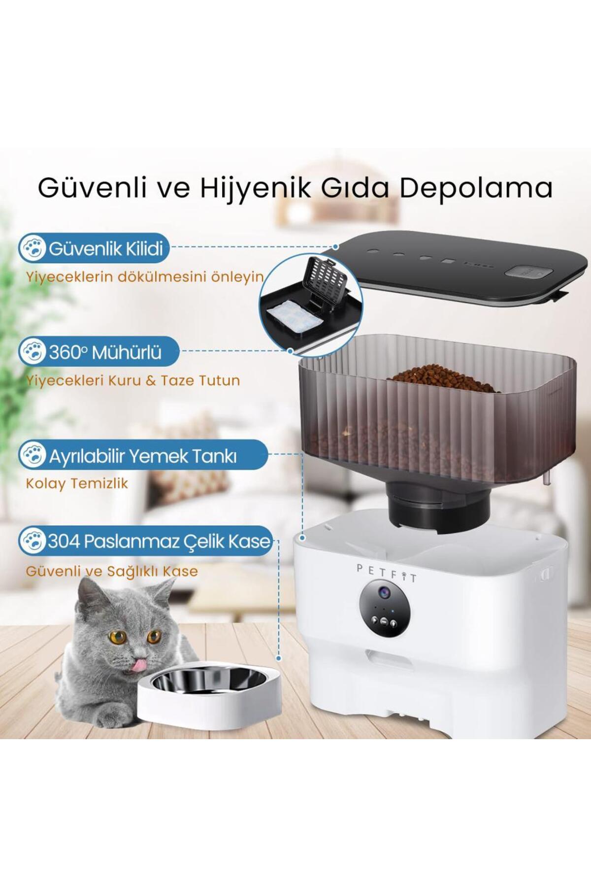ظرف غذادهی خودکار هوشمند پت‌فیت Petfit CatMax Pro، ۵ لیتری، Wi-Fi و دوربین‌دار برای گربه و سگ