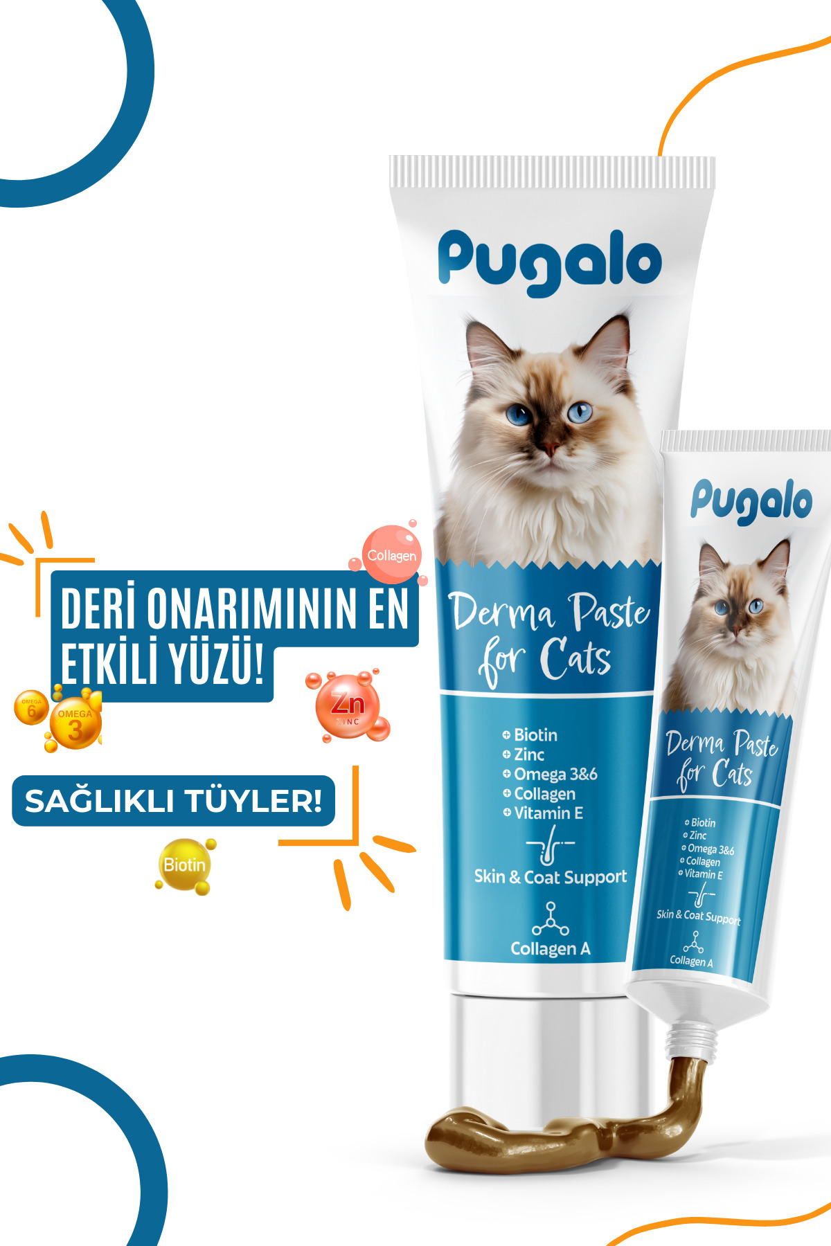 خمیر سلامت پوشش موی گربه پاگالو PUGALO Derma Paste حاوی روی و کلاژن