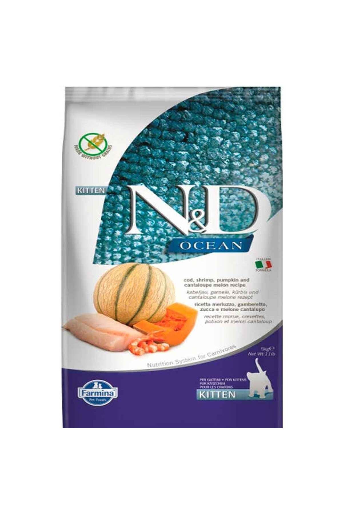 غذای خشک بچه‌گربه ان‌انددی N&D Ocean Kitten با کدوحلوایی، ۵ کیلوگرم