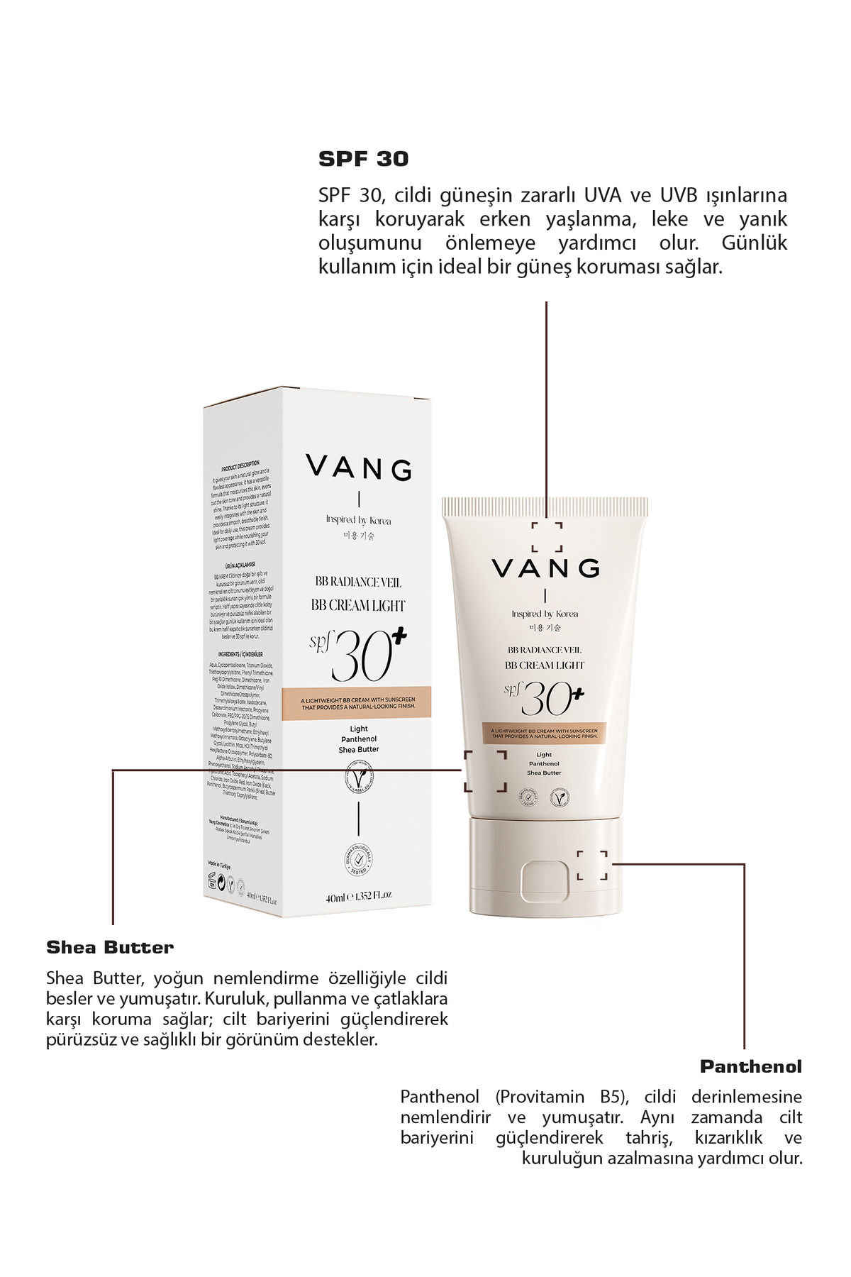کرم بی بی و سی سی قوی با SPF 30+ و حجم 40 میلی لیتر رنگ قهوه‌ای VANG