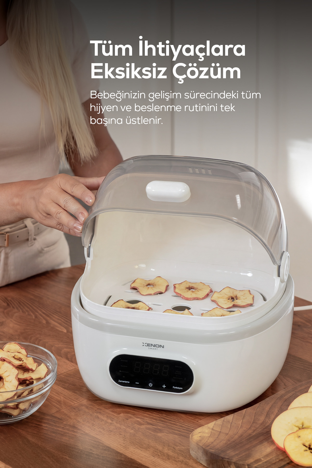 دستگاه استریل‌کننده شیشه‌شیر زنون اسمارت Xenon Smart مدل X1001، بخاردار، خشک‌کن و گرم‌کن شیر با کنترل موبایلی