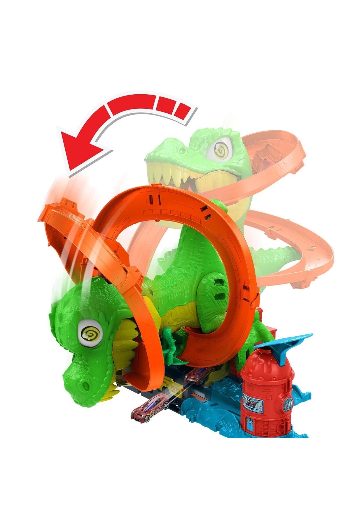 ماشین اسباب بازی JBM73 HOT WHEELS T REX و FIREFIGHTER STATION SET هات ویلز اورجینال HOT WHEELS