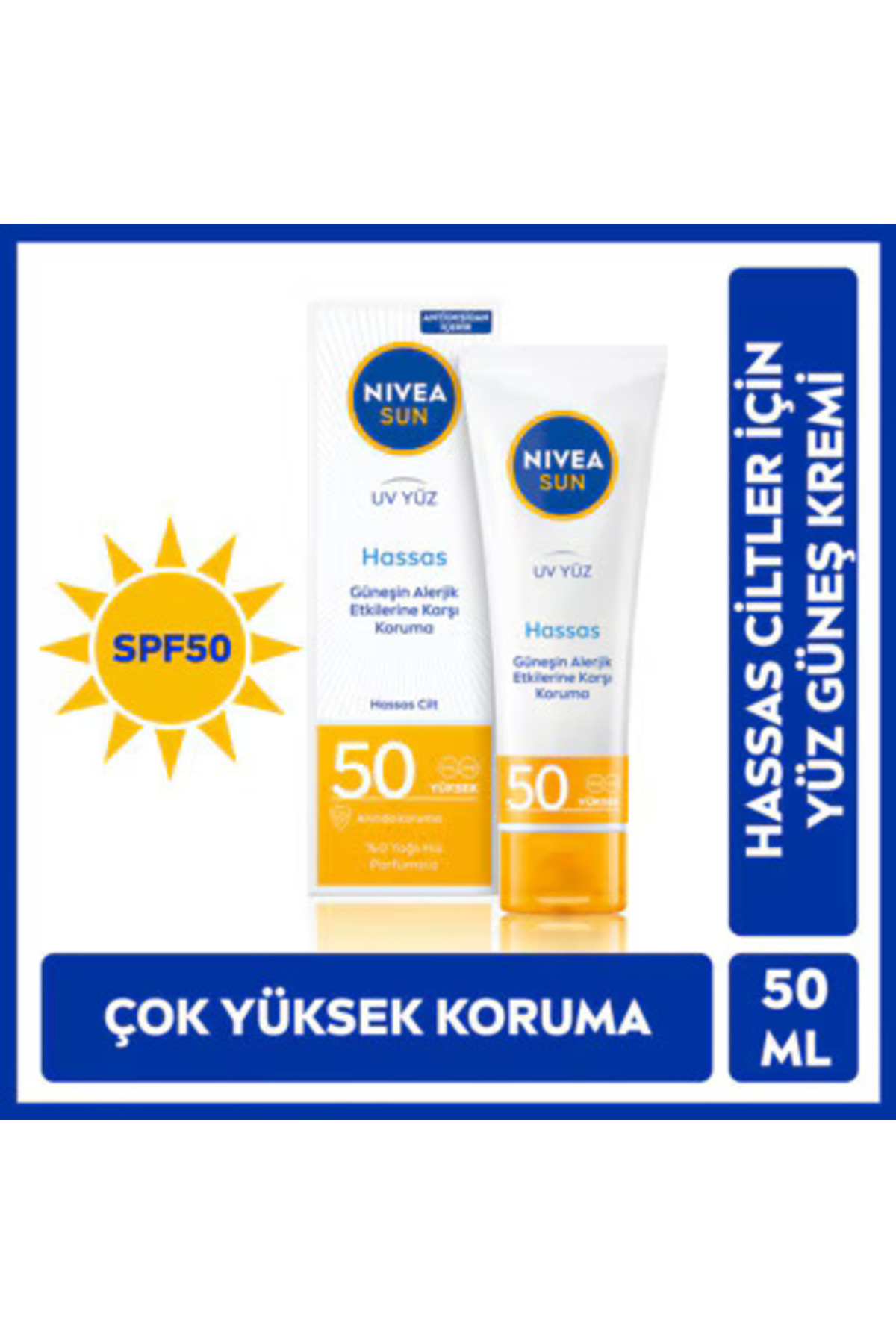 NIVEA ضدآفتاب صورتی با SPF 50+ برای پوست های رقیق و حساس