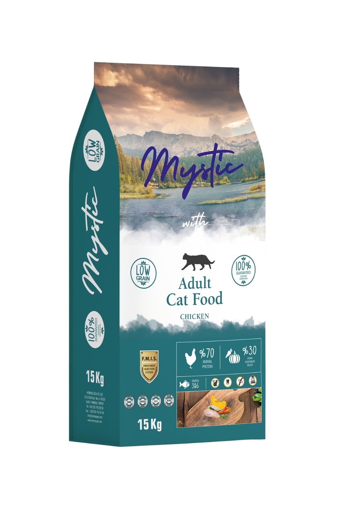 غذای خشک گربه بالغ با طعم مرغ ۱۵ کیلوگرمی میستیک Mystic