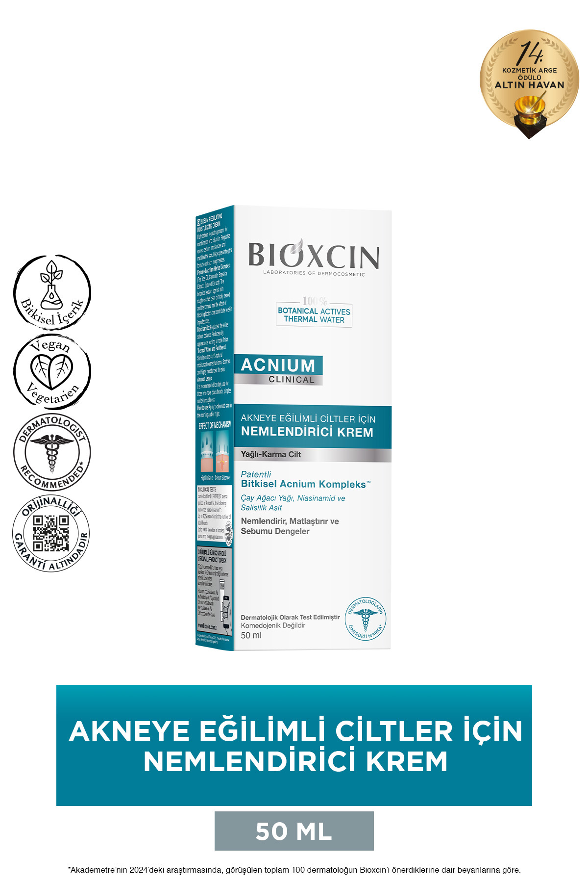 کرم مرطوب‌کننده کنترل‌کننده سبوم 50 میلی‌لیتر با سالیسیلیک اسید و روغن درخت چای بیوکسکین Bioxcin