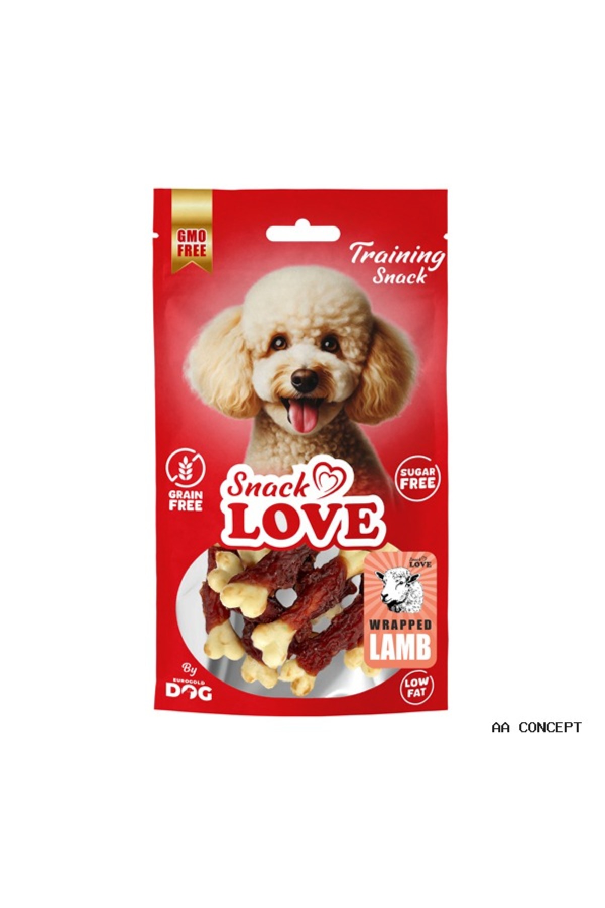 تشویقی سگ یوروداگ Eurodog، Concepta Snack Love، استخوان کلسیمی پیچ‌خورده با گوشت بره، ۷ سانتی‌متر