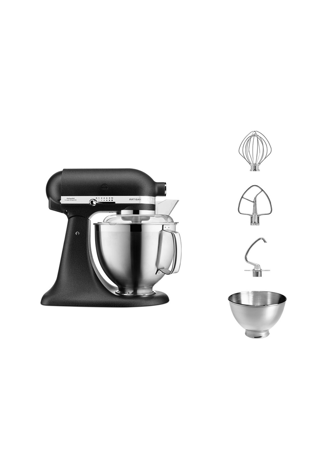 میکسر و ست پایه 4.8 لیتری ARTISAN 5KSM185PSEBK چدن مشکی اورجینال Kitchenaid