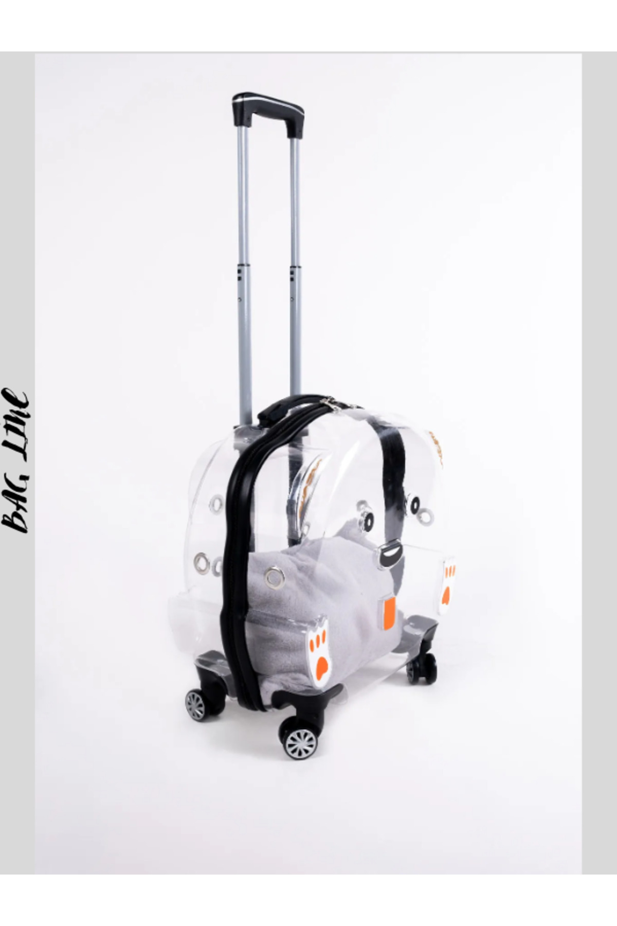 باکس حمل شفاف چرخ‌دار گربه و سگ، مدل بزرگ با دسته کشویی و تشک BAG-21