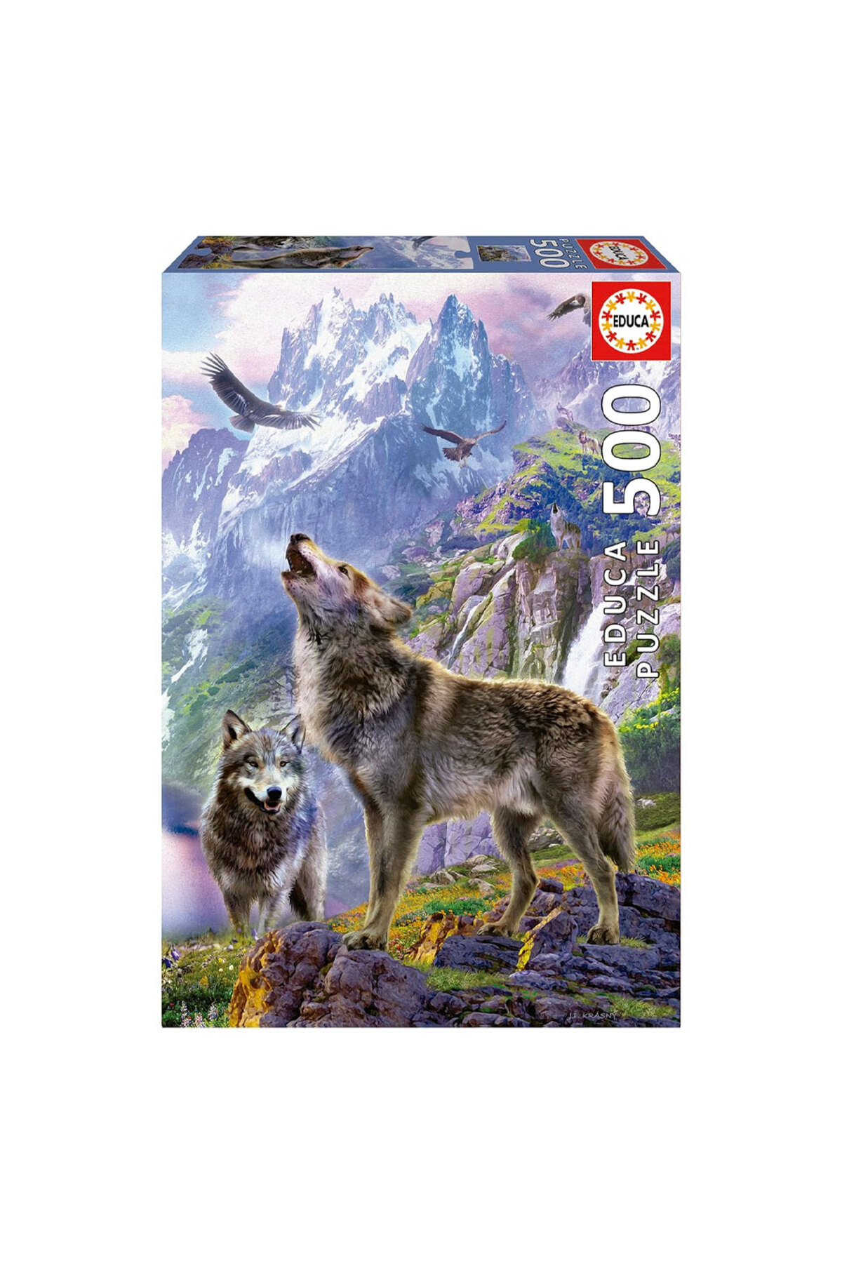 پازل EDUCA 500 PIECE WOLVES IN THE ROCKS PUZZLE 19548 از ترکیه Educa Puzzle