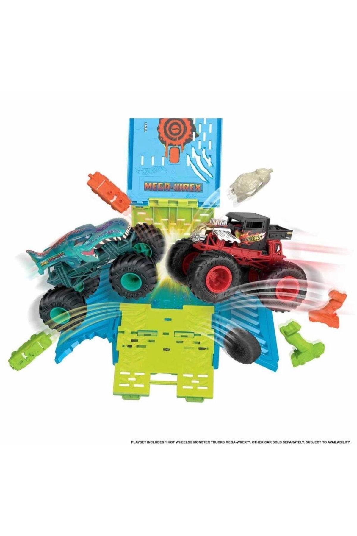 ست بازی HNC29 MONSTER TRUCKS 1:24 MEGA WREX'S CRASH CAGE از ترکیه HOT WHEELS